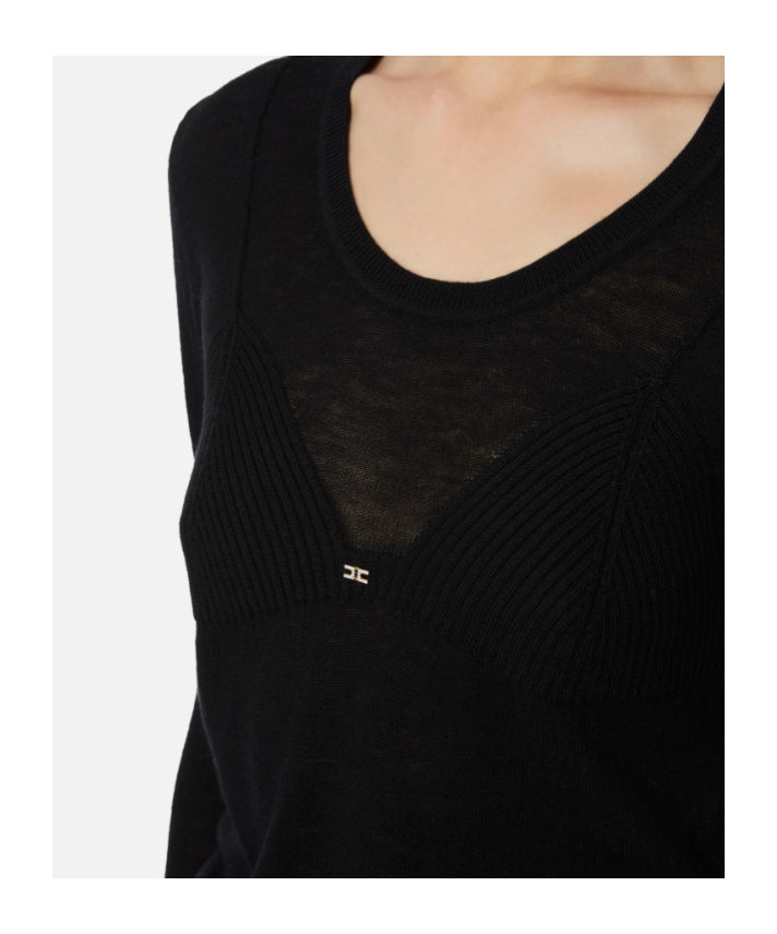 Elisabetta Franchi Wool Blend Jumper In Black