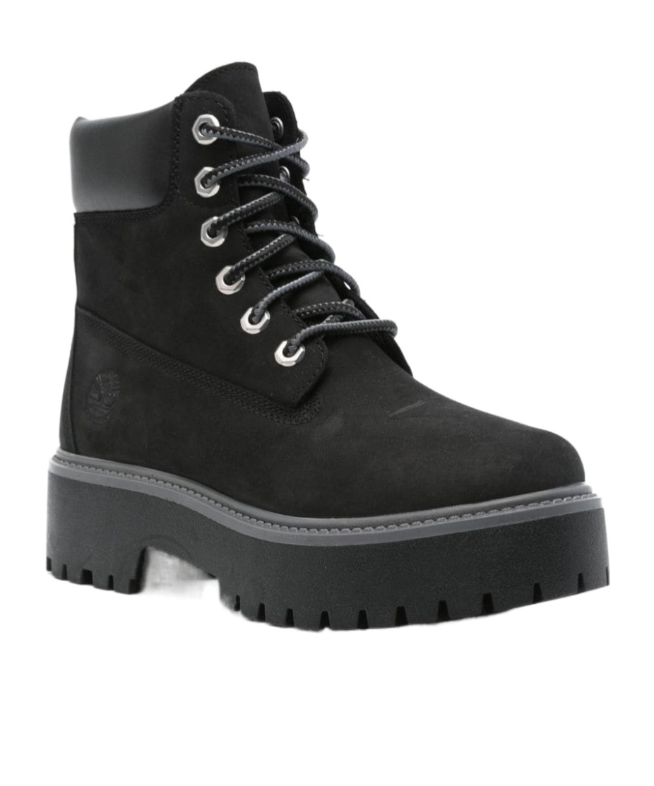 Timberland Stone Street Leather Platform Ankle Boots In Black