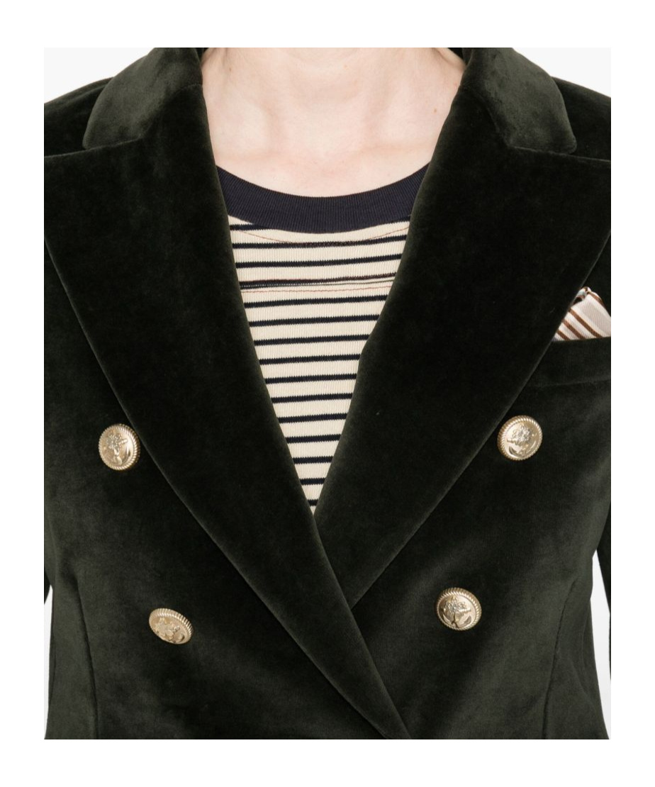 Circolo 1901 Double-breasted Tailored Jacket With Gold-tone Buttons In Green