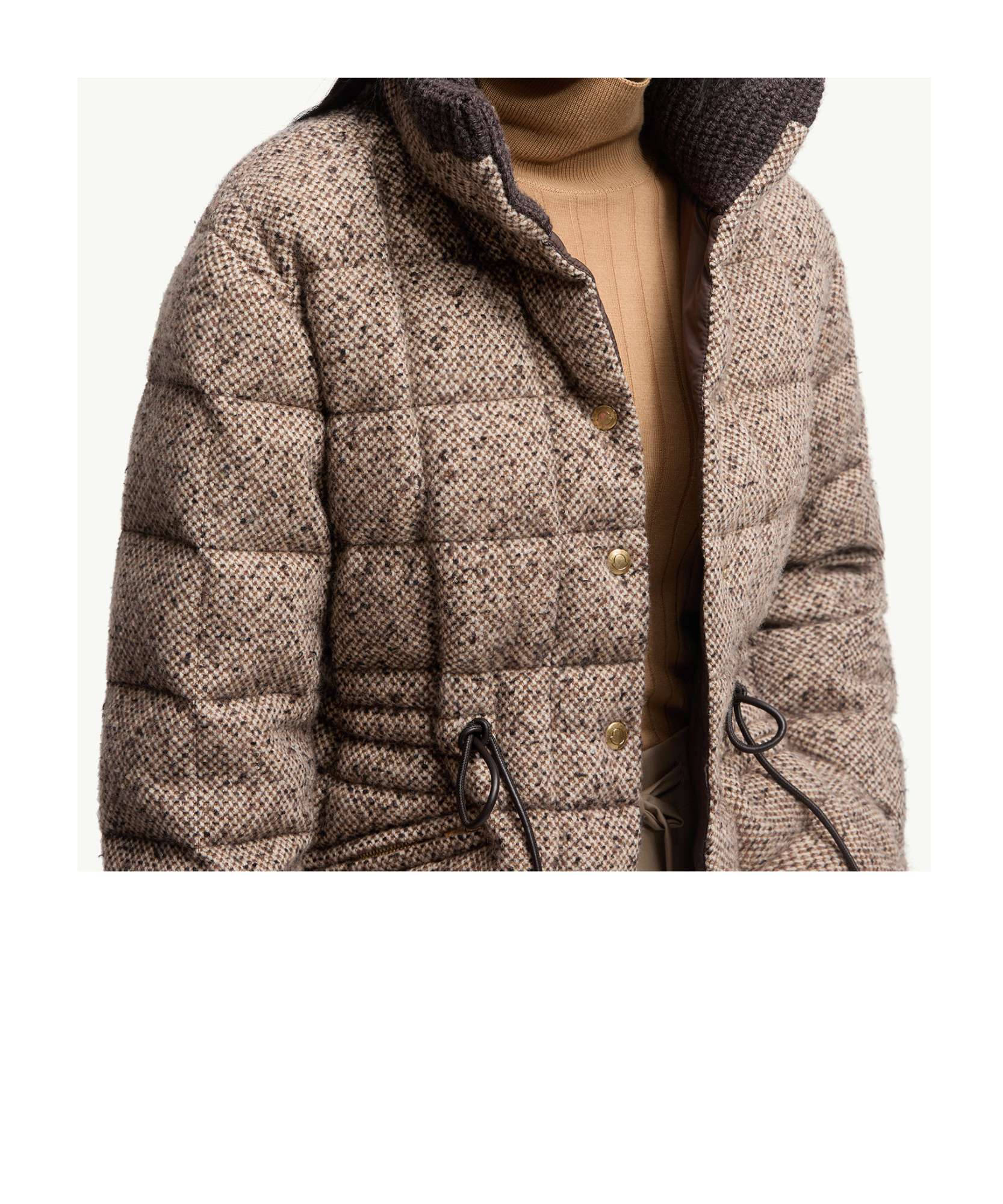 Moncler Antigony Wool Blend Short Down Jacket In Black