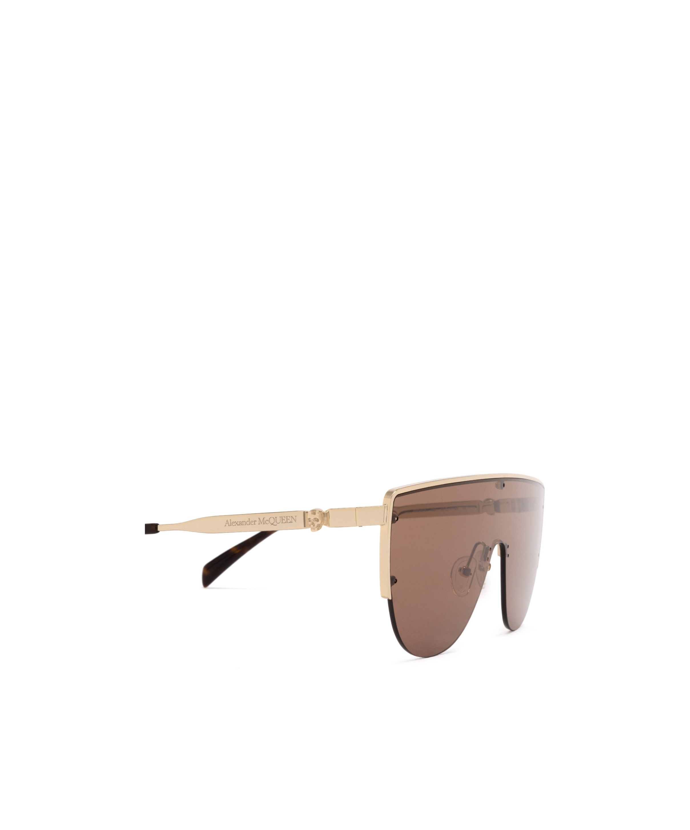 Alexander Mcqueen Skull-stud Shield-frame Sunglasses In Brown