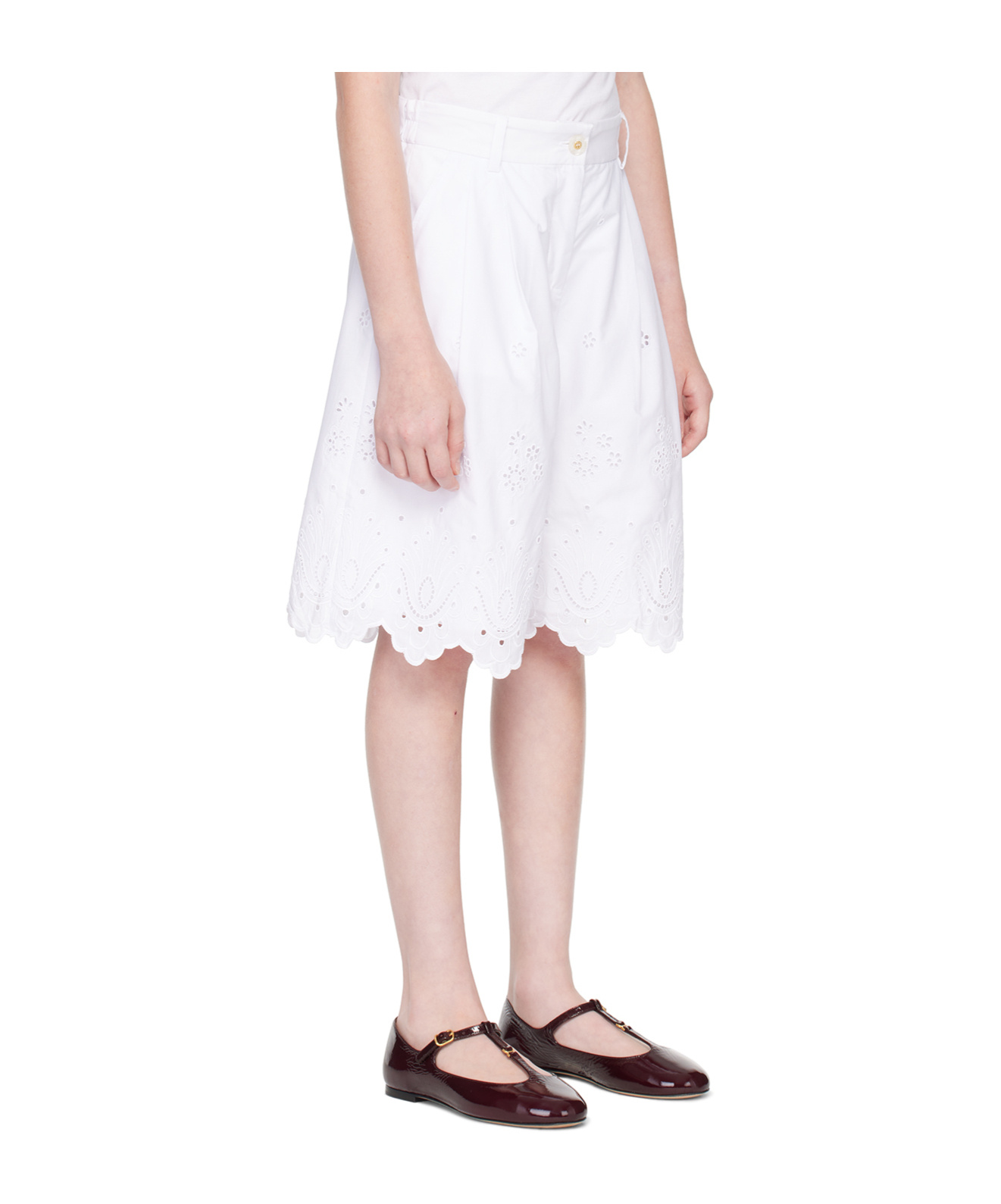 Dolce & Gabbana Poplin And Broderie Anglaise Shorts In White