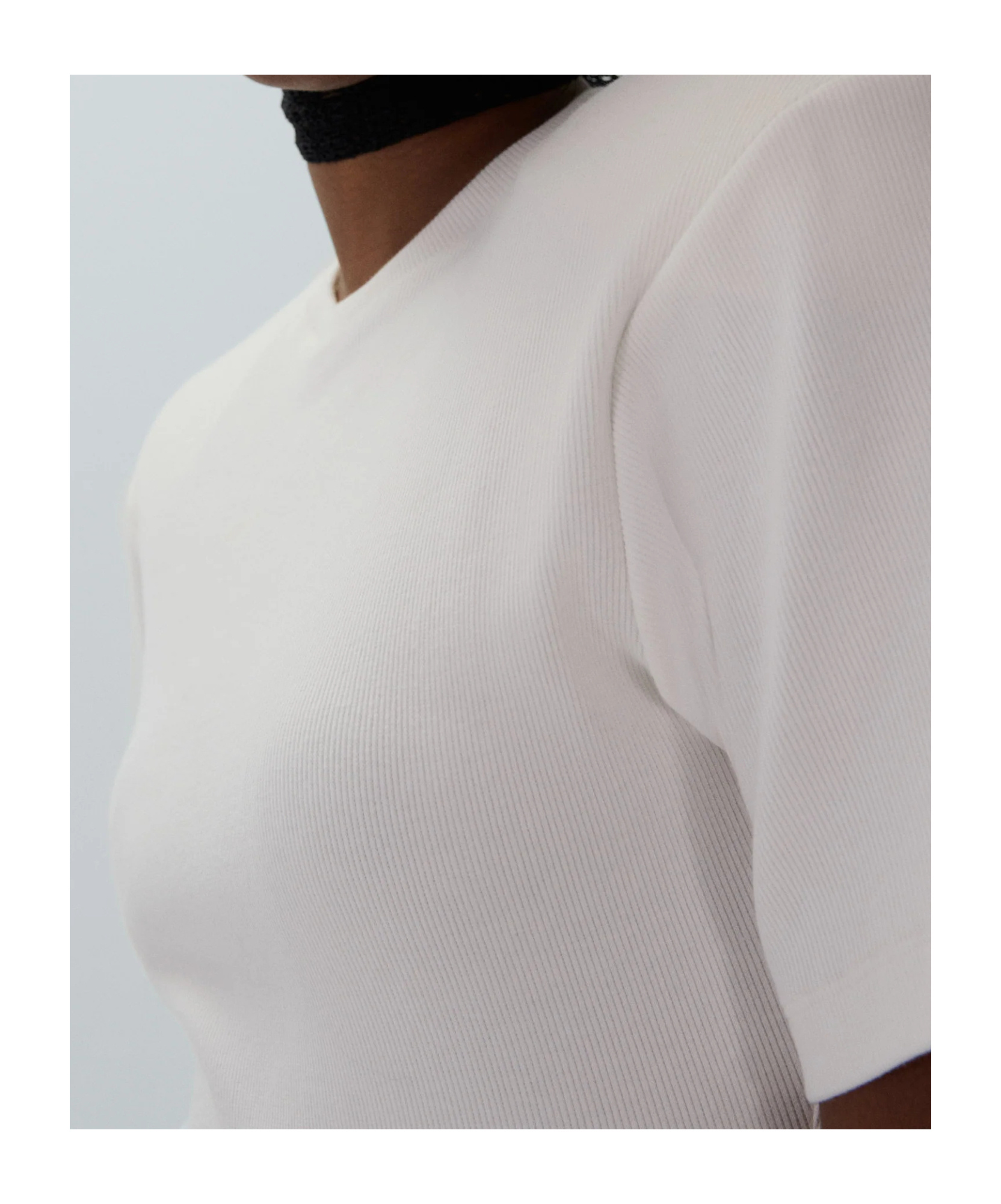 Magda Butrym Ribbed Short Sleeve Bodysuit In Cream In Cream