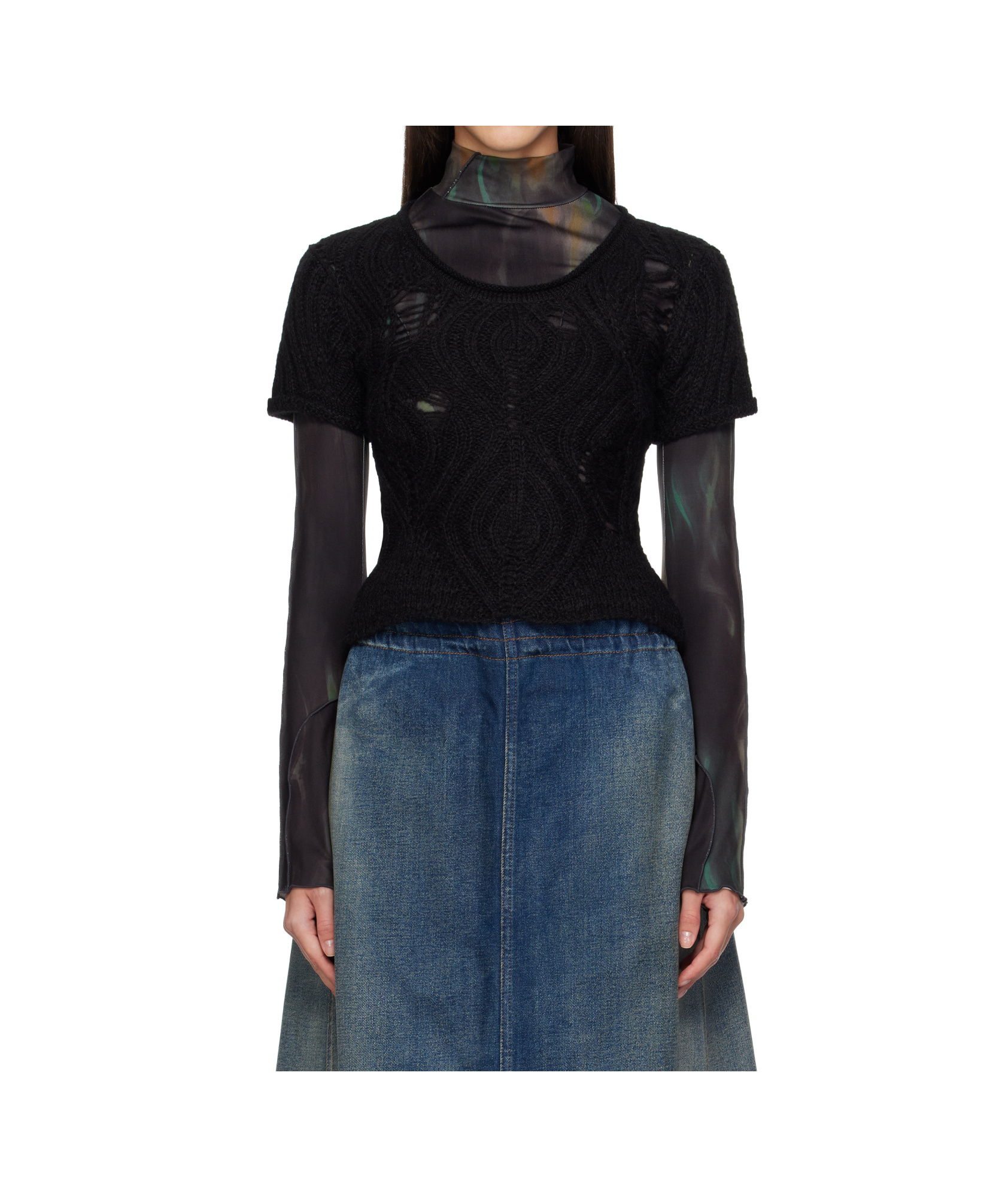 Andersson Bell Cap Sleeve Sweater Layered Tee In Black