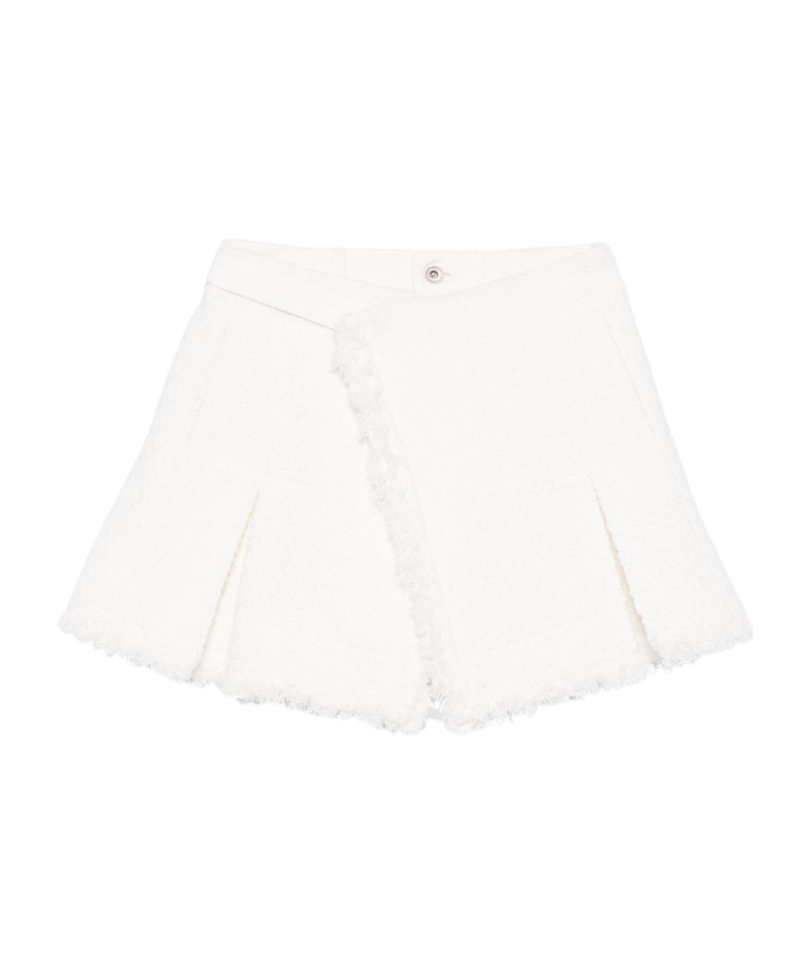 Sacai Denim Shorts With Belt Loops And Flounces In White