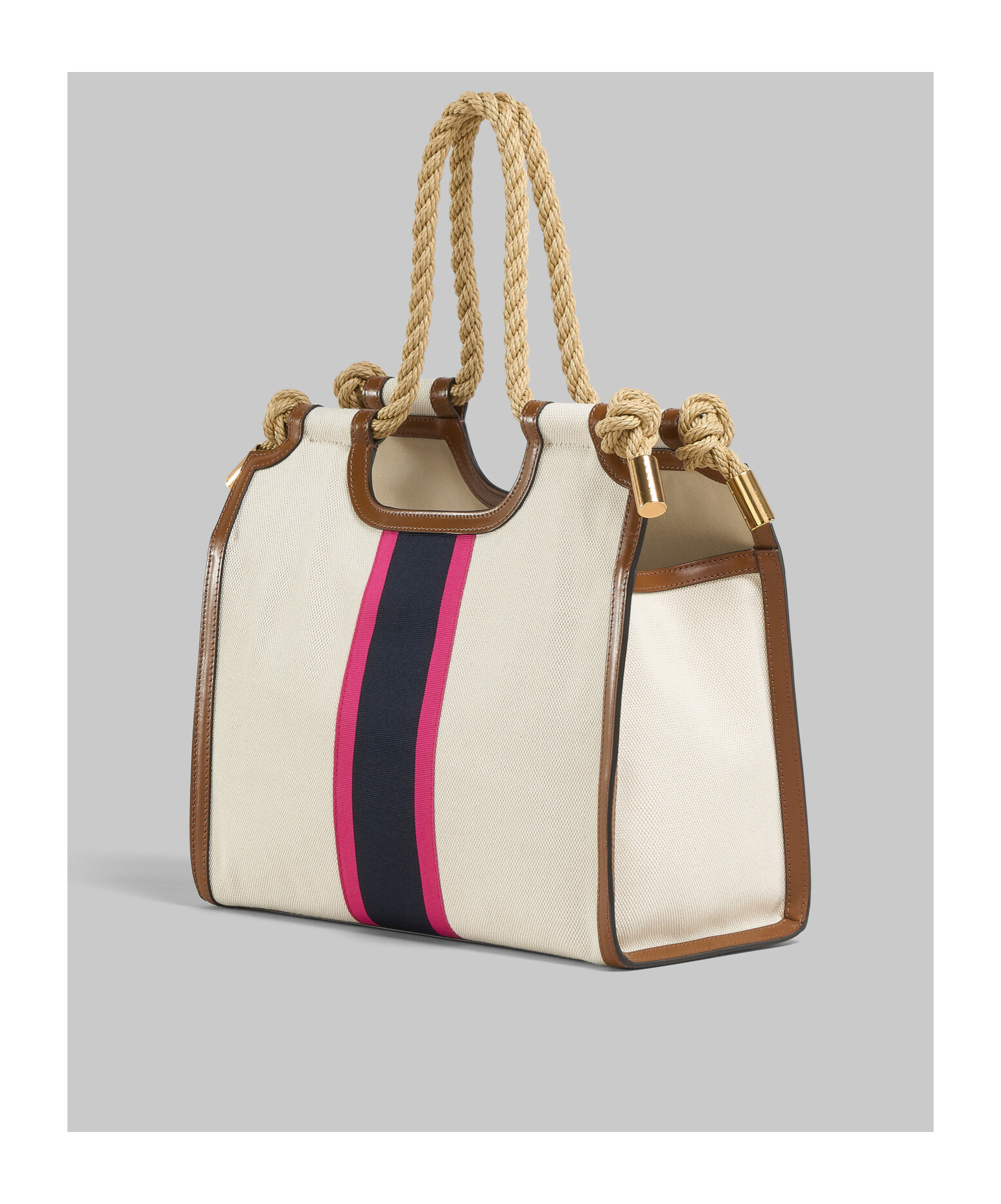 Shop Marni Cream Canvas Marcel Tote With Striped Tape In White
