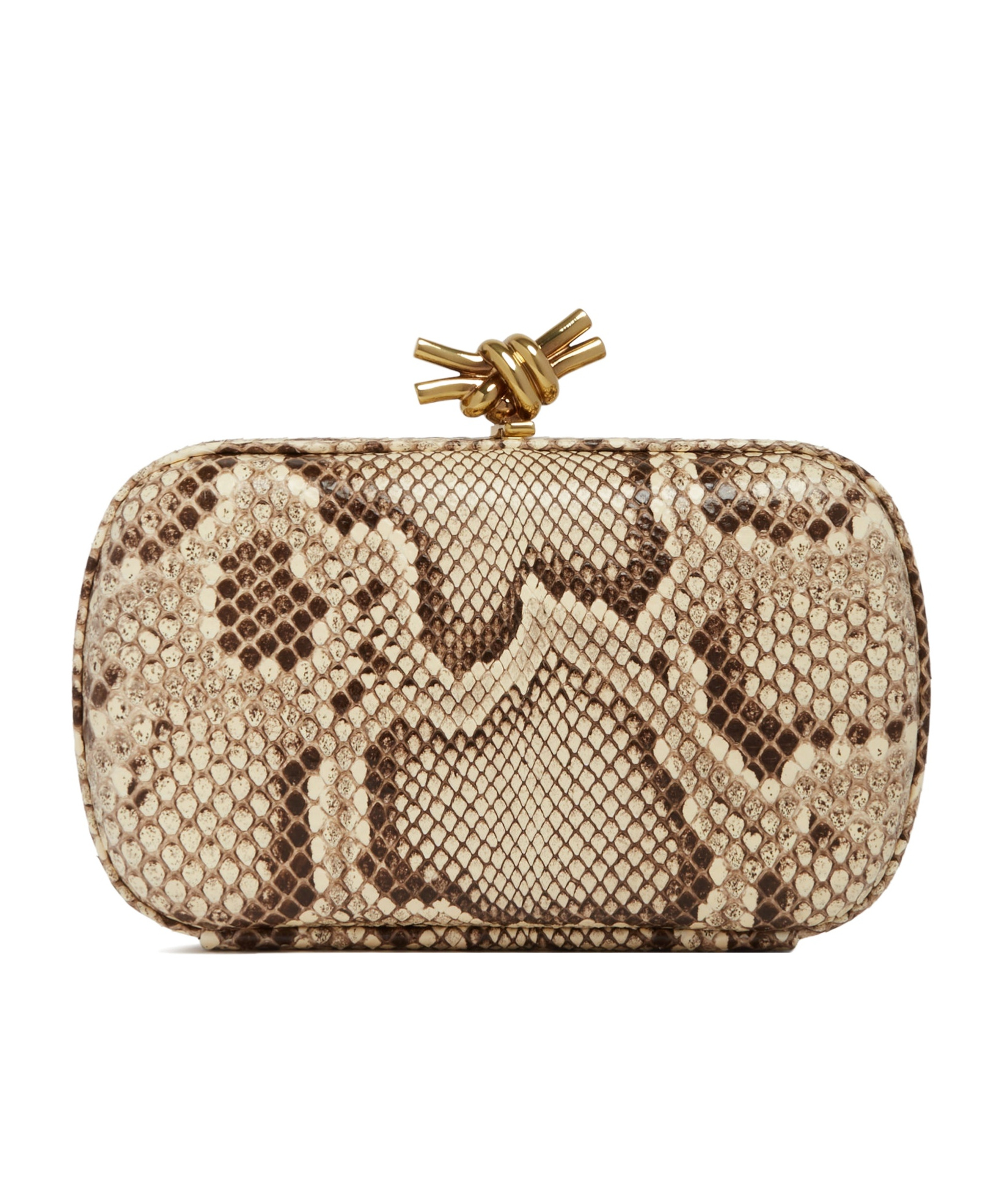 Bottega Veneta Knot Python Minaudiere In Nude