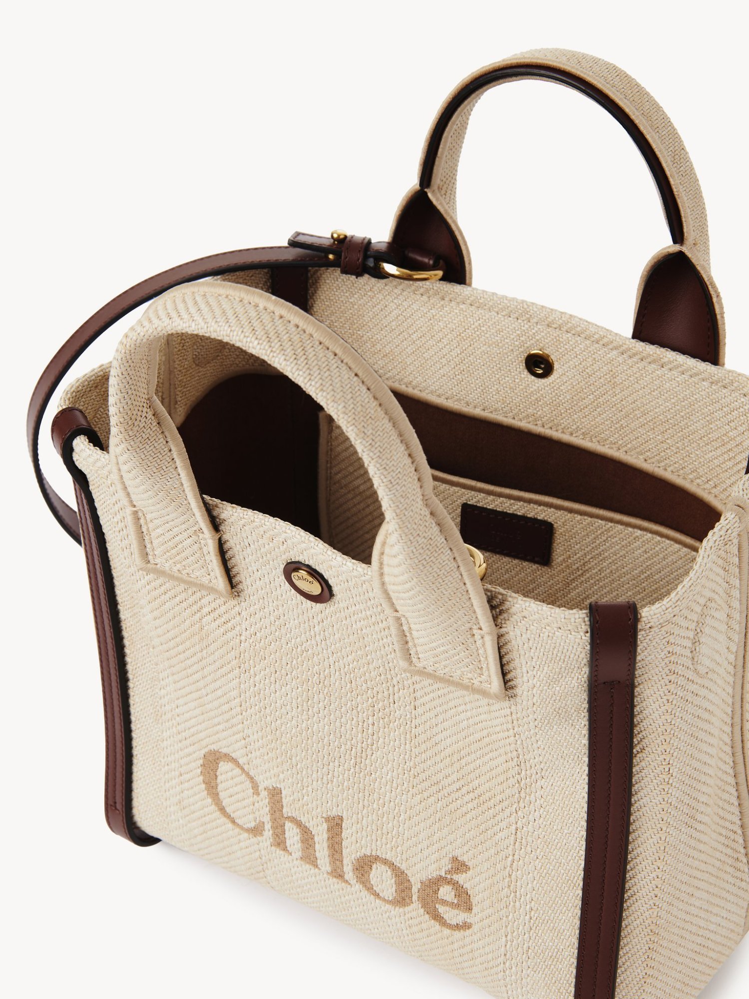 Chloé Carry Tote Bag In Raffia-effect Fibers