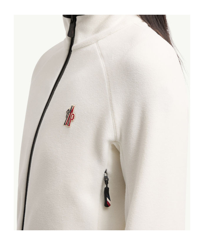 Moncler Fleece Sweatshirt With Zip And Pockets In White