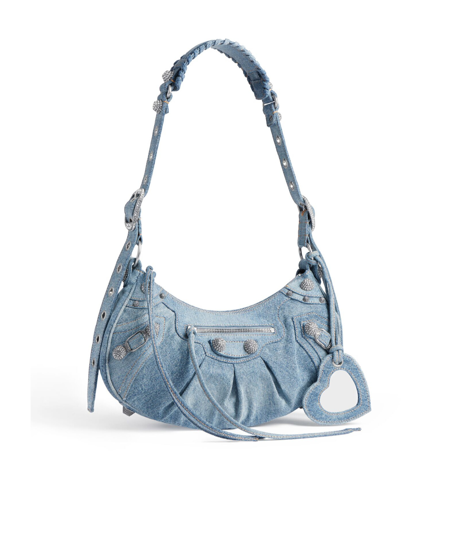 Balenciaga Borsetta A Tracolla Le Cagole In Denim E Strass Da Donna In Blu