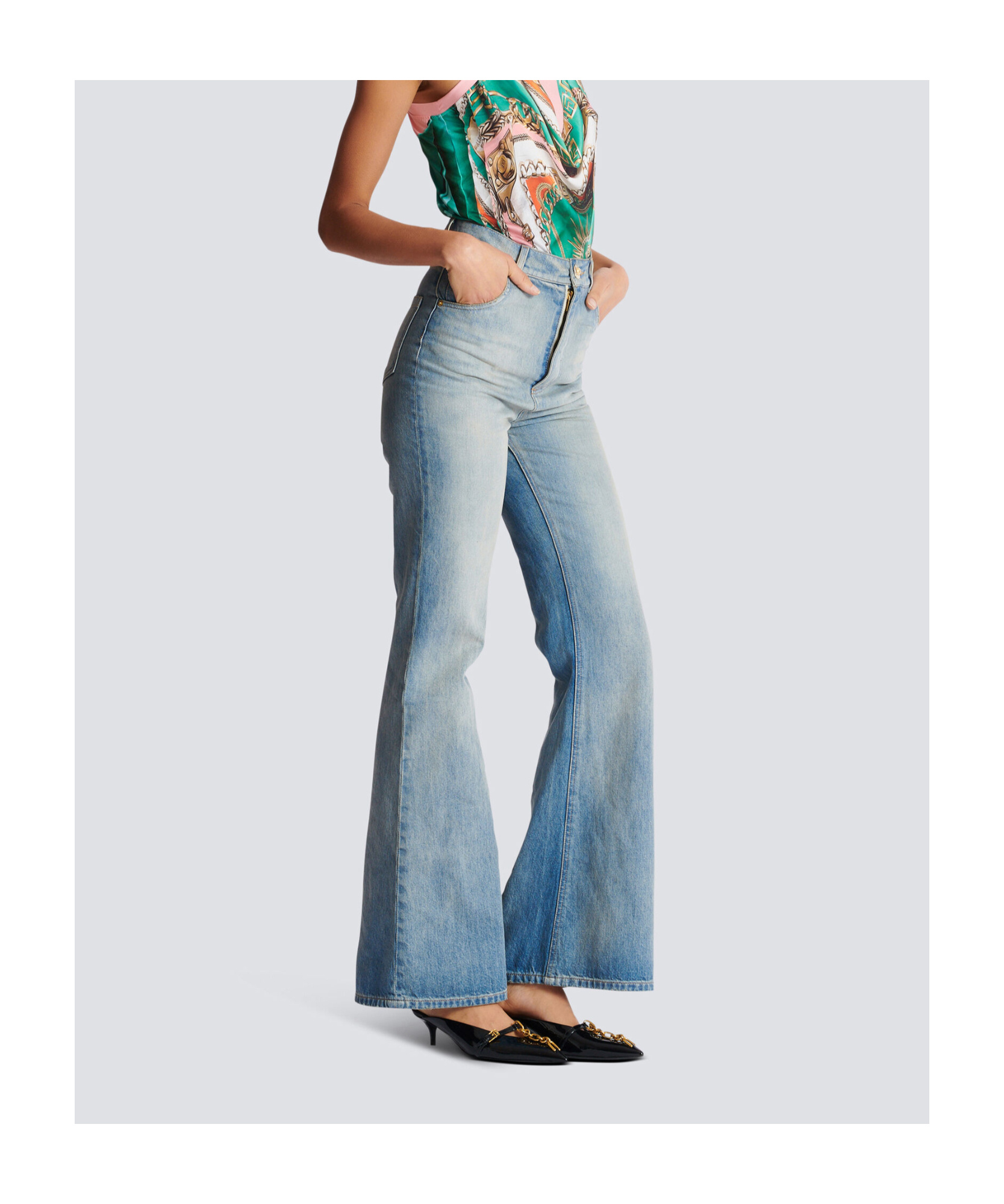 Balmain Flared Denim Jeans In Blue