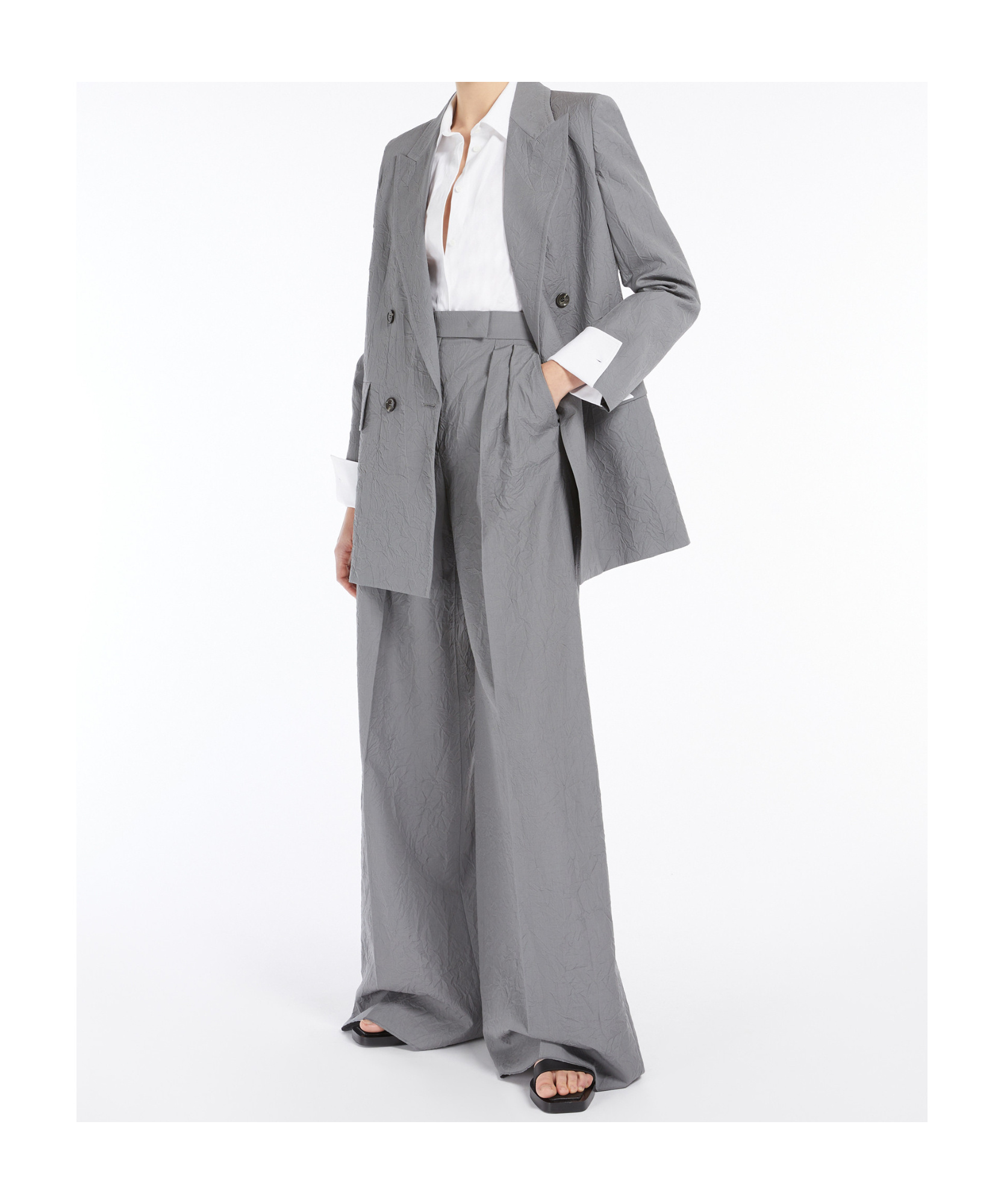 Max Mara Large Jambe Pants In Laine In Gray