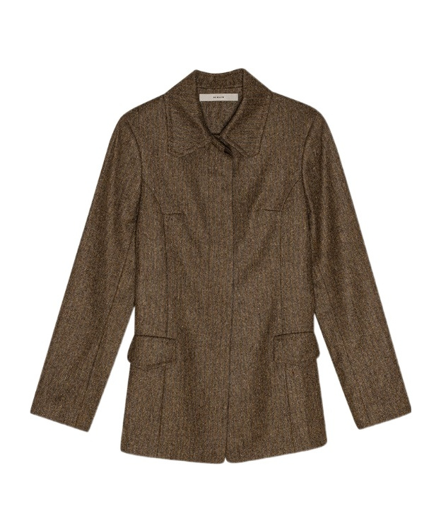 Remain Birger Christensen Herringbone Wool Suit Coat In Green