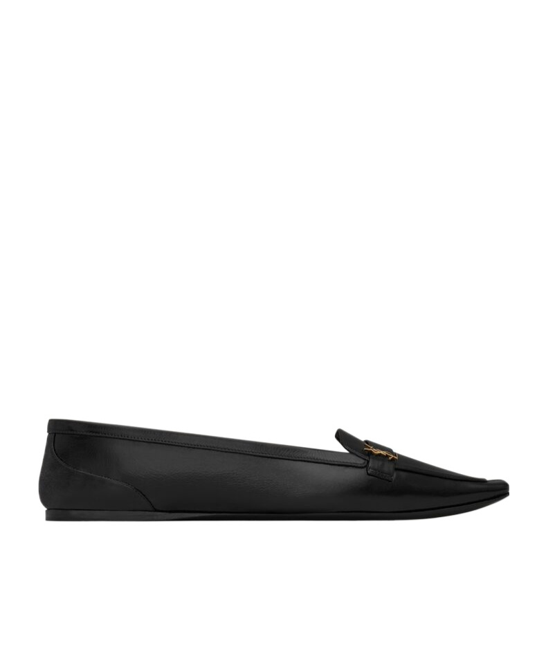 Saint Laurent Smooth Leather Ballet Shoes In Black