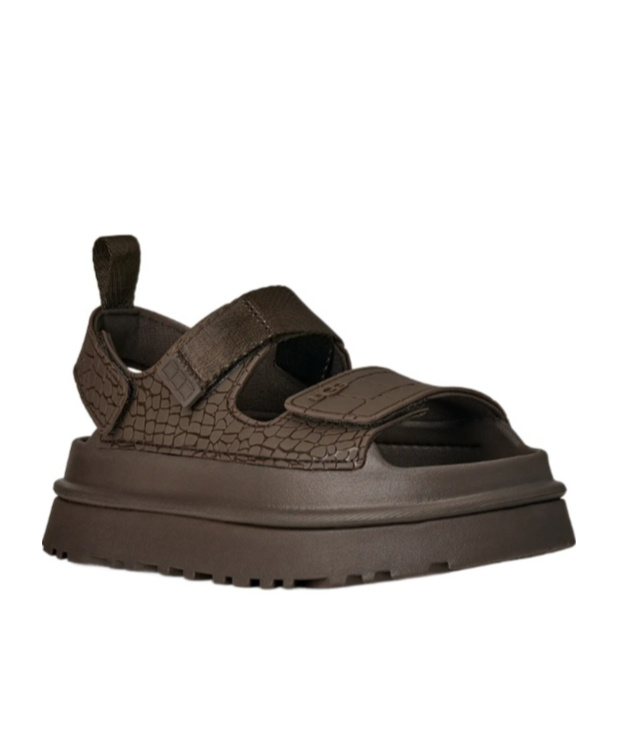 Ugg Goldenglow Embossed Platform Sandals In Brown