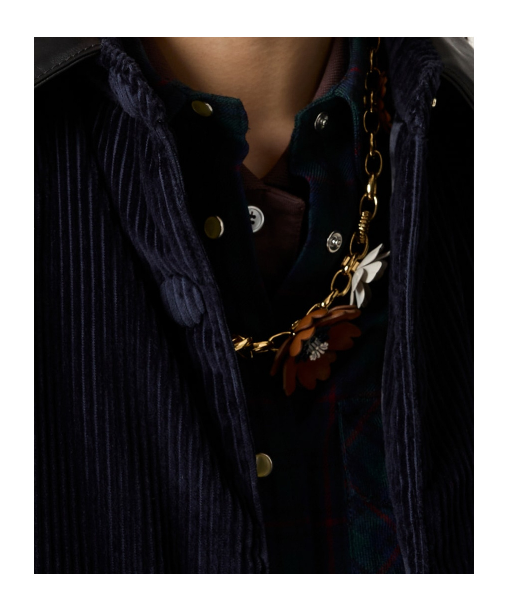 Miu Miu Corduroy Down Jacket In Blue