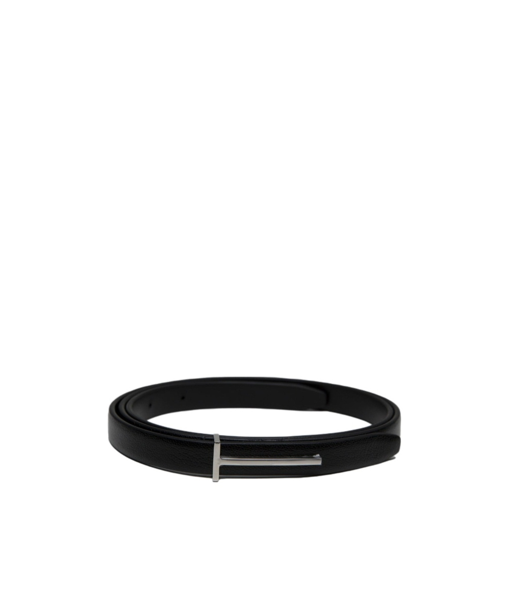 Tom Ford Supple Grain Leather Slim T Belt 15mm In Black