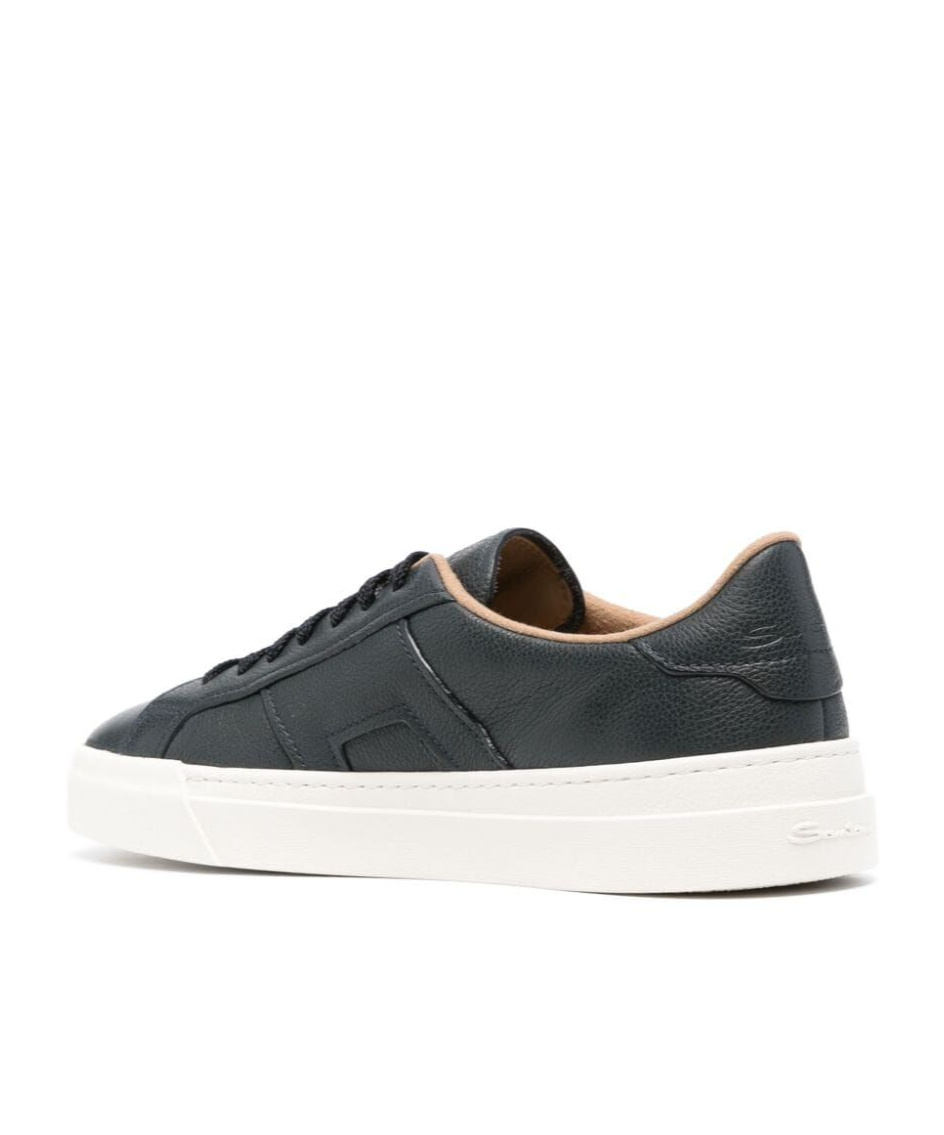 Santoni Leather Sneakers In Black