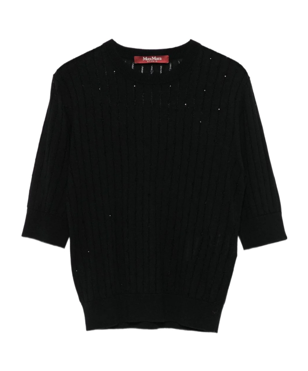 Max Mara Crew Neck Sweater In Black