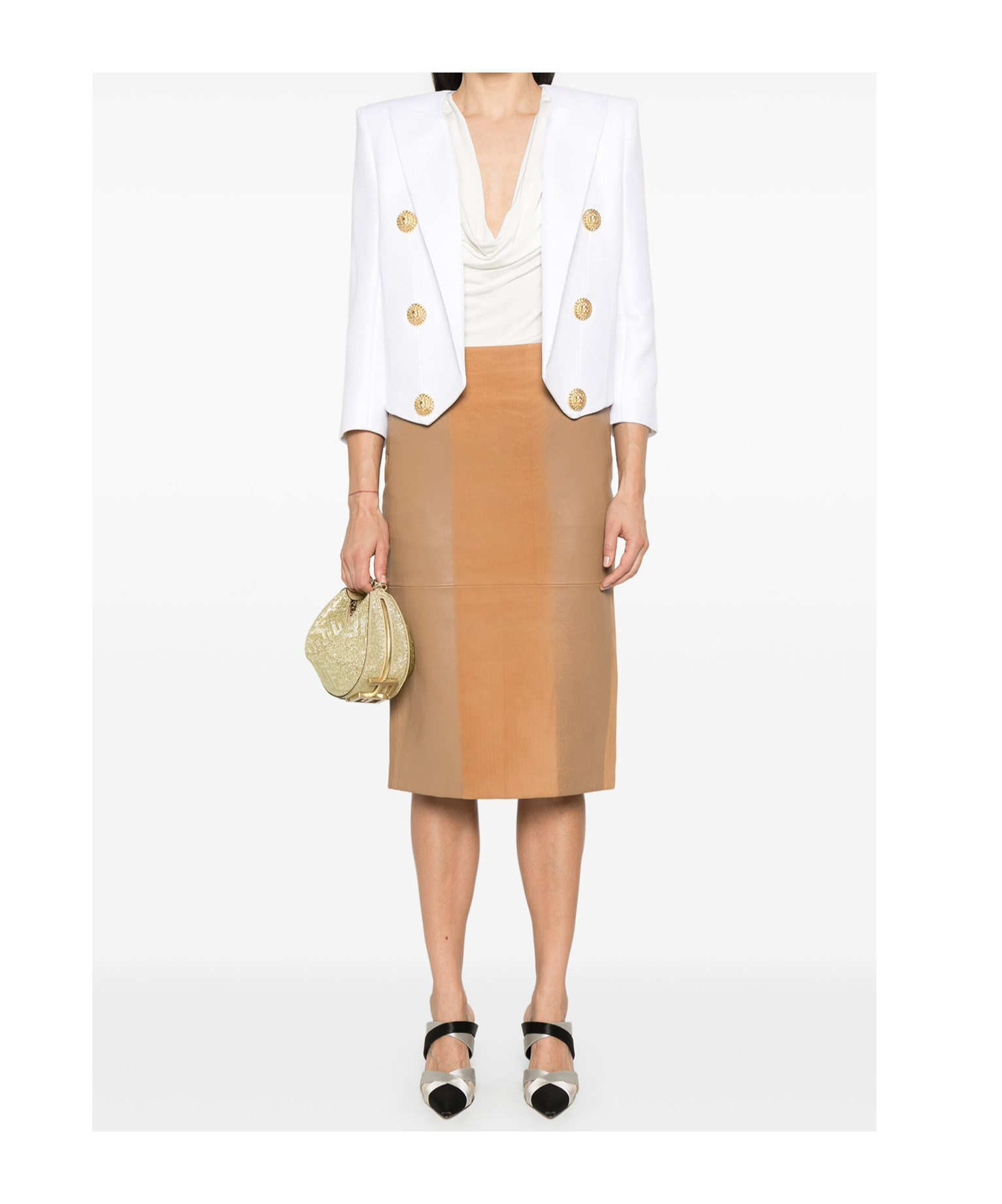 Balmain Double-breasted Spencer Jacket Gold Buttons In White