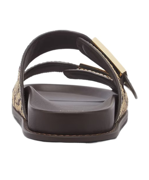 Fendi Slide Sandals With Patterned Woven Upper In Black