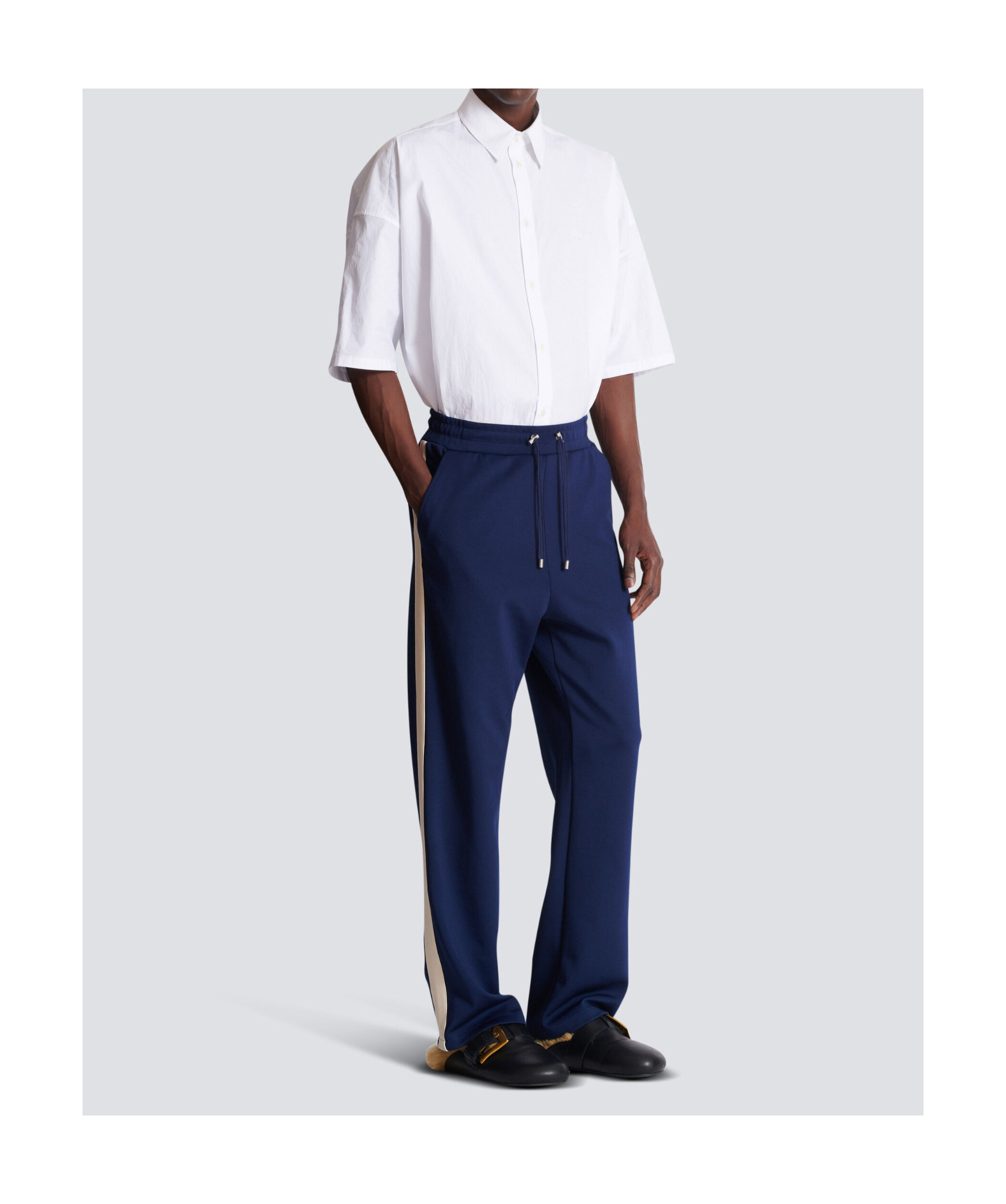Balmain Side-stripe Track Pants In Blue