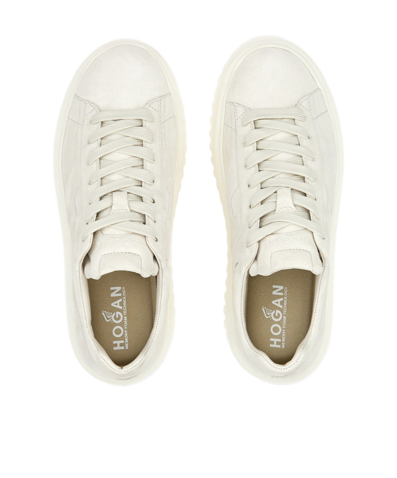Shop Hogan H-stripes Suede Sneakers In White