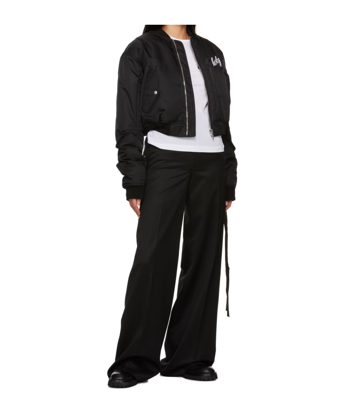 Ann Demeulemeester Embroidered-motif Bomber Jacket In Black