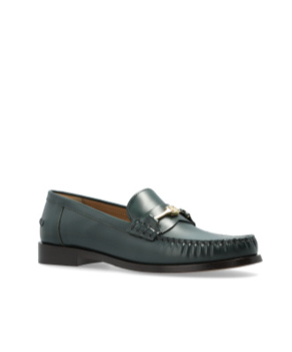 Ferragamo Harry F-buckle Leather Loafers In Green
