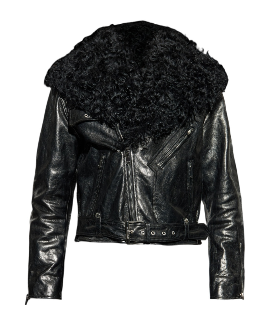 Alexander Mcqueen Long-sleeved Leather Jacket In Black