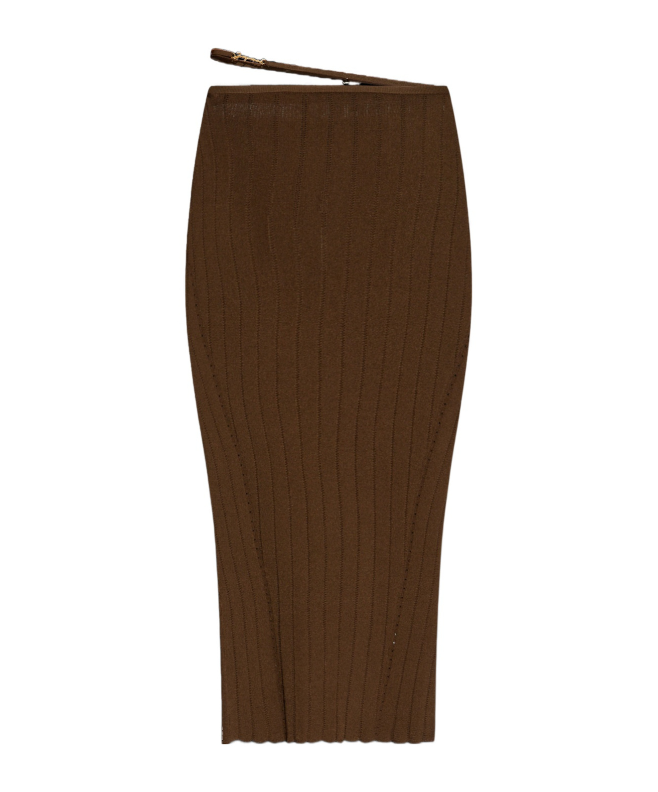 Jacquemus La Jupe Pralù Scallop Hem Midi Skirt In Brown
