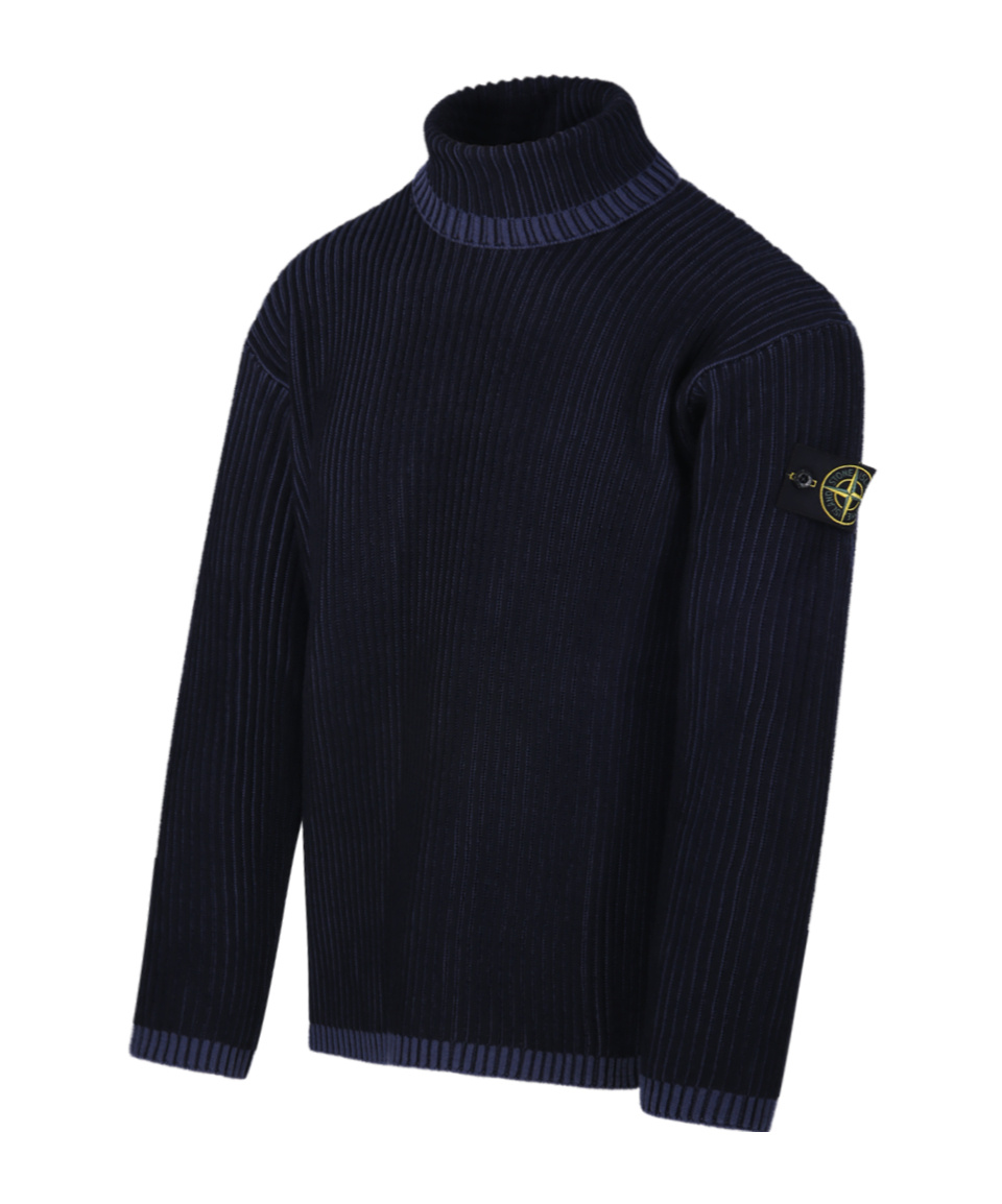 Stone Island Ribbed Knit In Blue