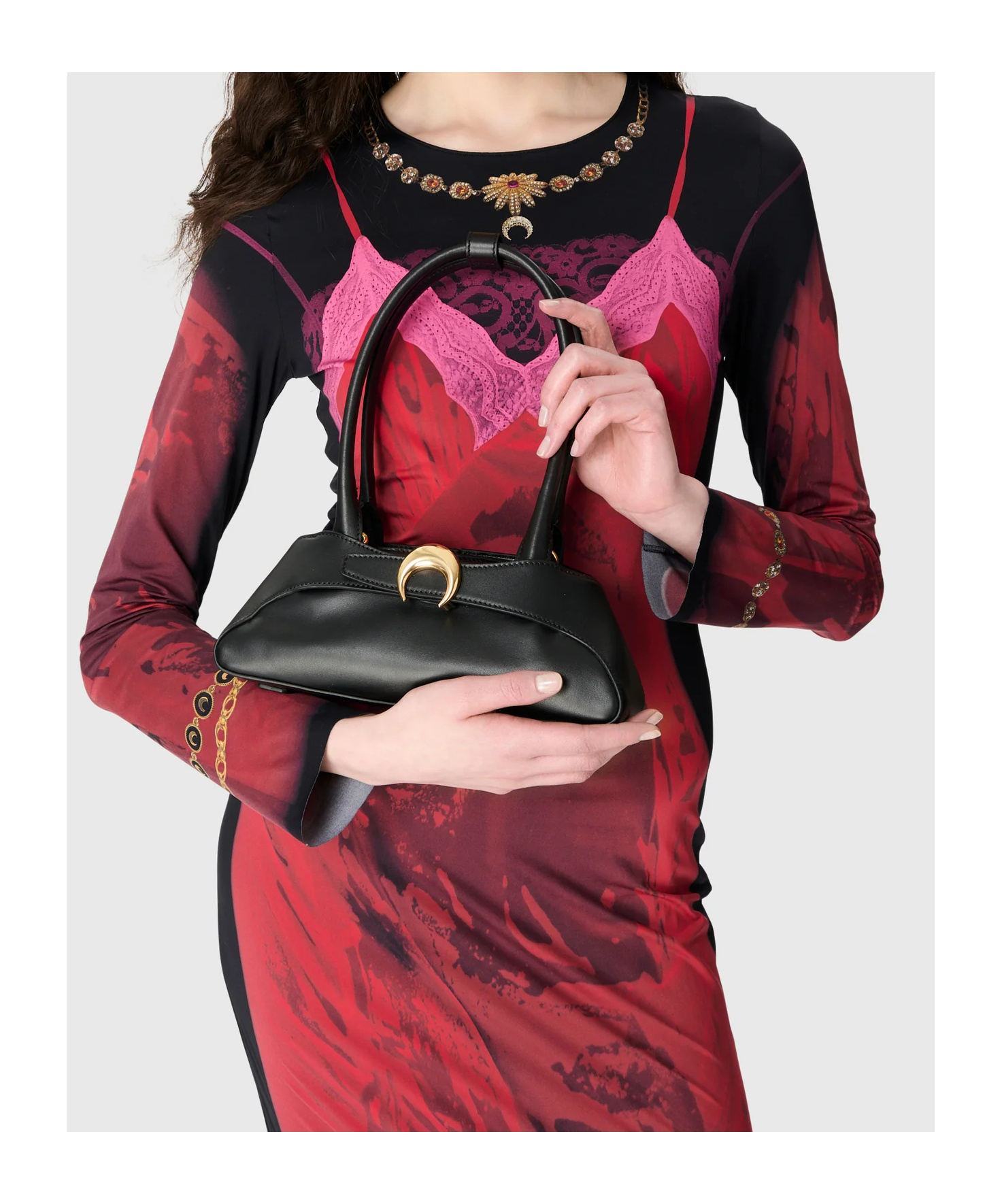 Marine Serre Double-handle Shoulder Bag In Black