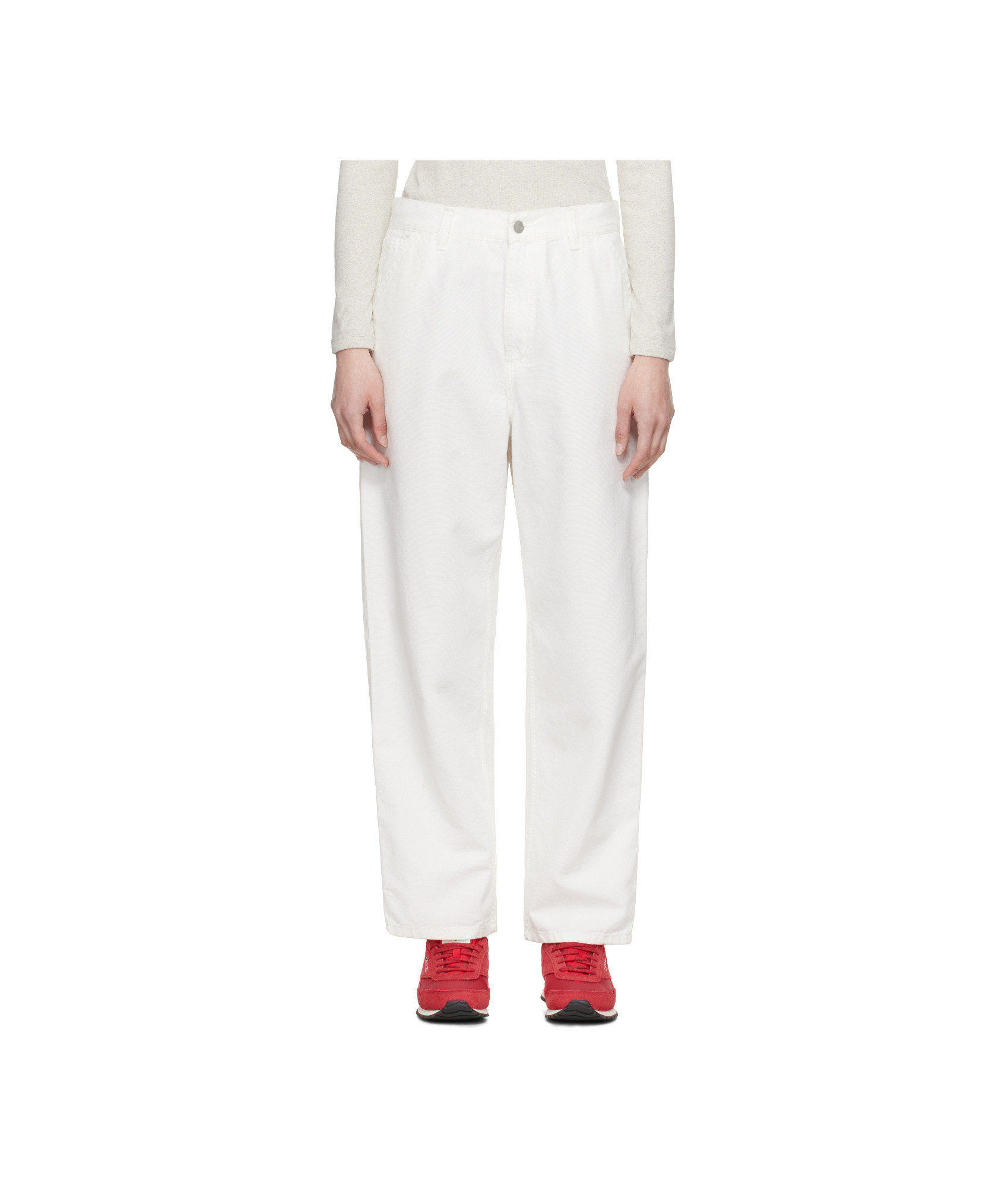 Carhartt Off-white Brandon Single Knee Trousers In Wax Color (washed)