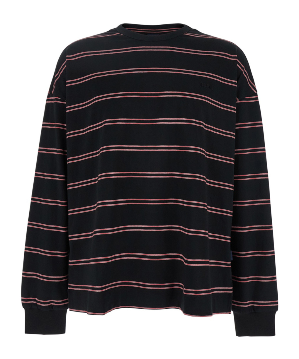 Juunj Pinstripe Long-sleeved T-shirt In Black