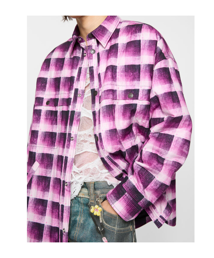 Acne Studios Checked Shirt In Pink