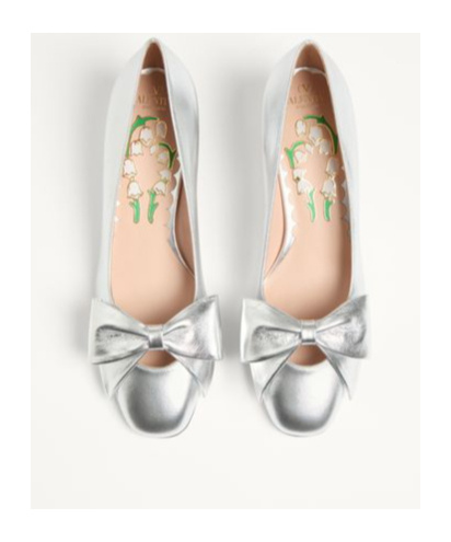 Valentino 45mm Bowow Leather Pumps In Gray