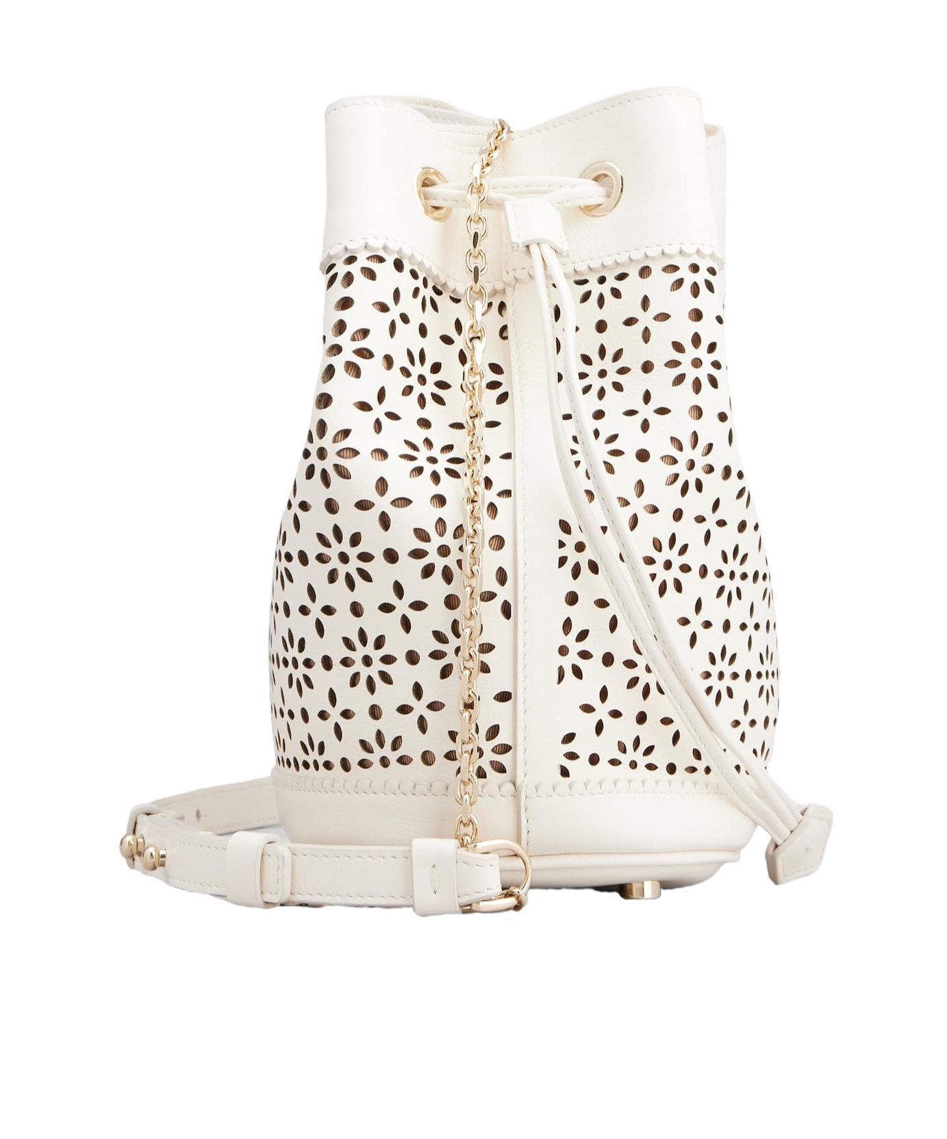 Roger Vivier Très Vivier Bucket Bag In Leather In White