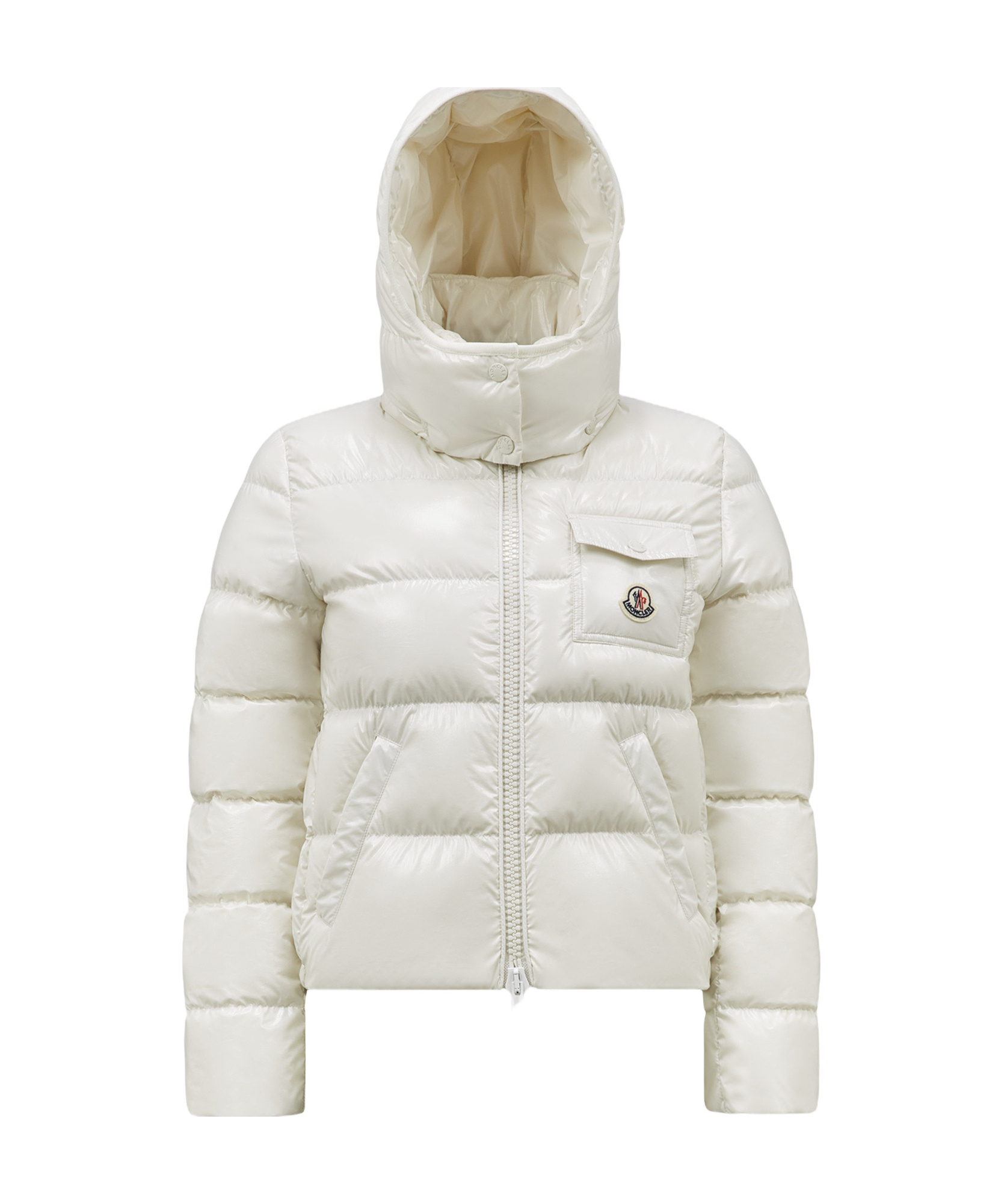 Moncler Andro Hooded Short Down Jacket White In White