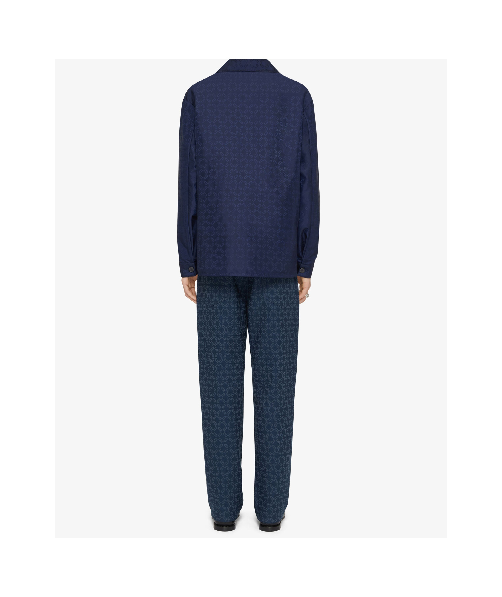 Givenchy Overshirt In Double Face Monogram 72 Jacquard In Blue