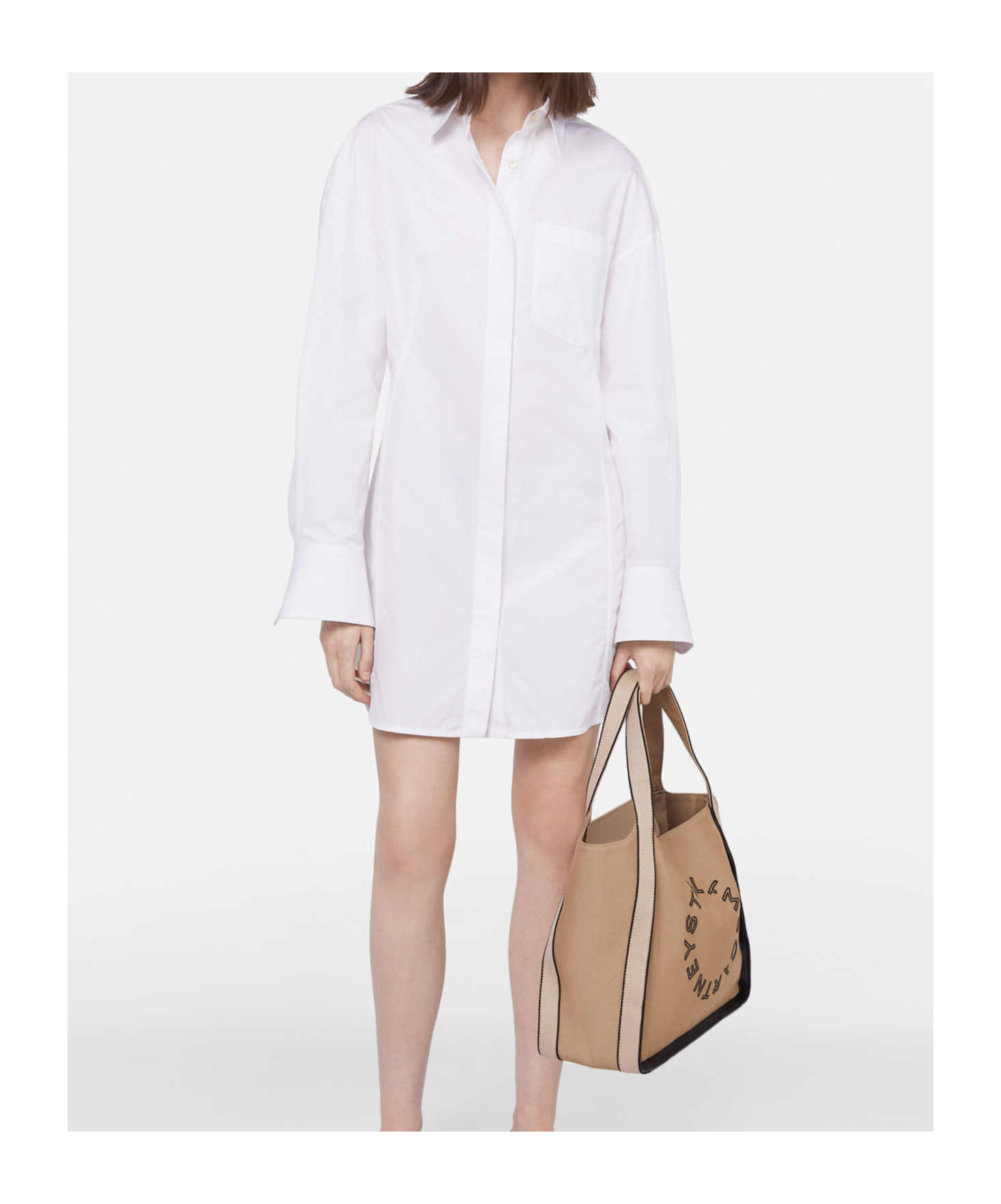 Stella Mccartney Poplin Shirt Minidress In White