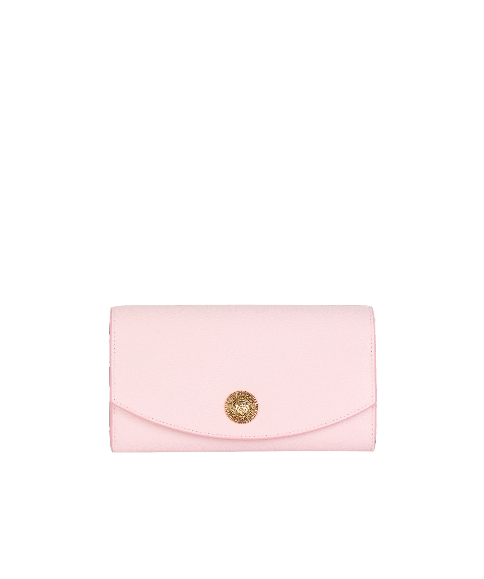 Balmain Emblème Leather Clutch Bag In Pink