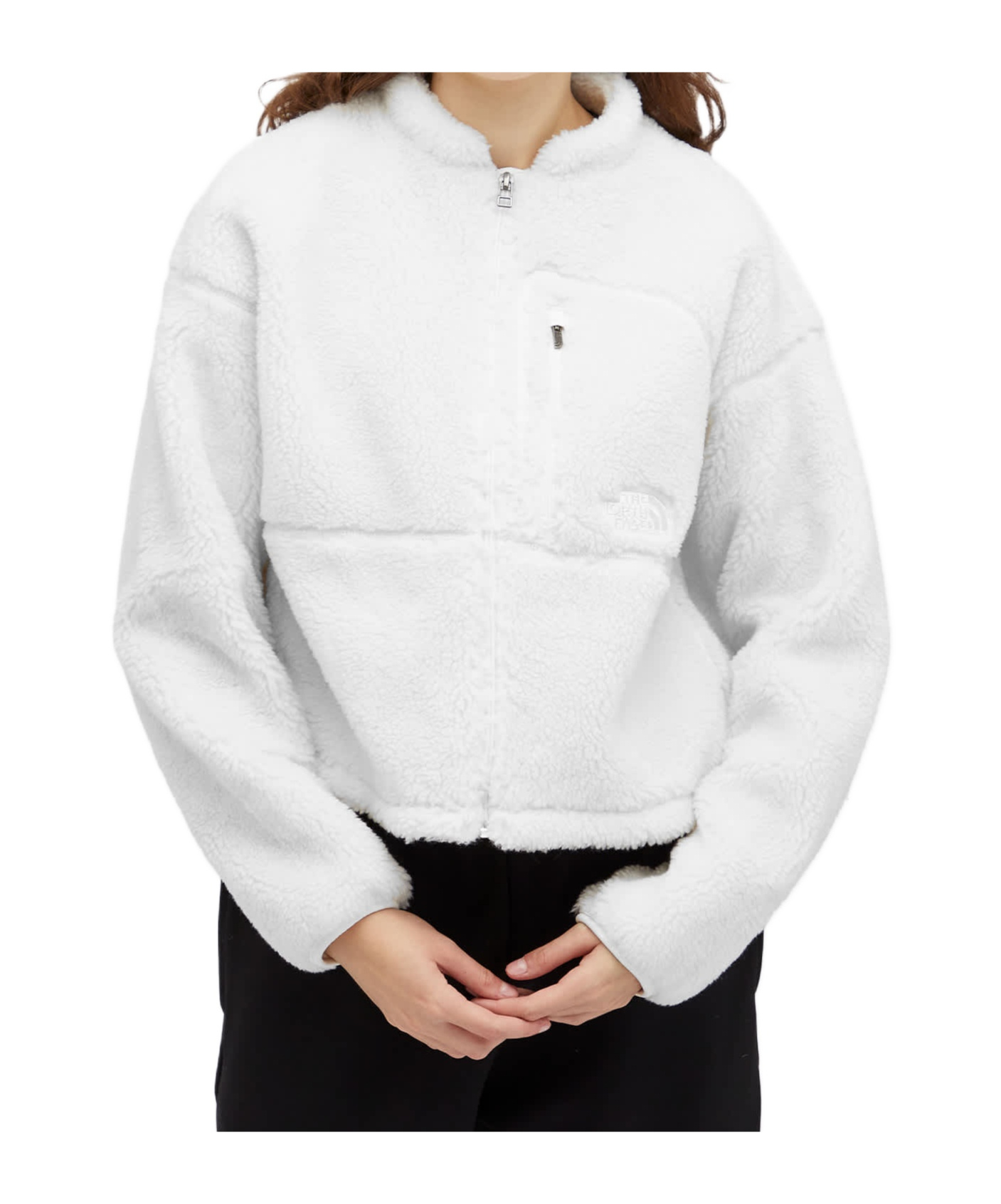 The North Face Suede Zipper Sweater In White
