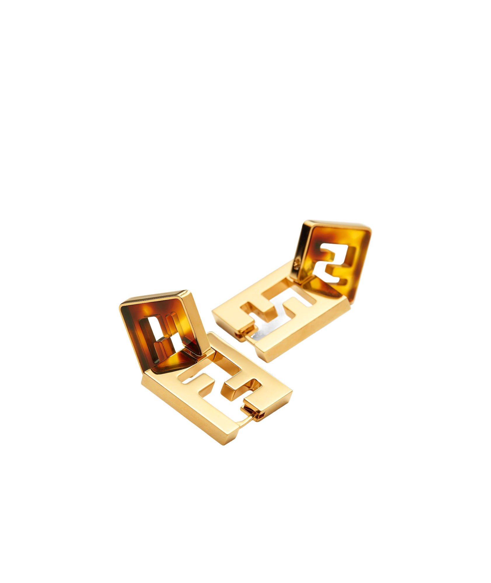 Fendi Enduring Geometric Design Earrings In Yellow