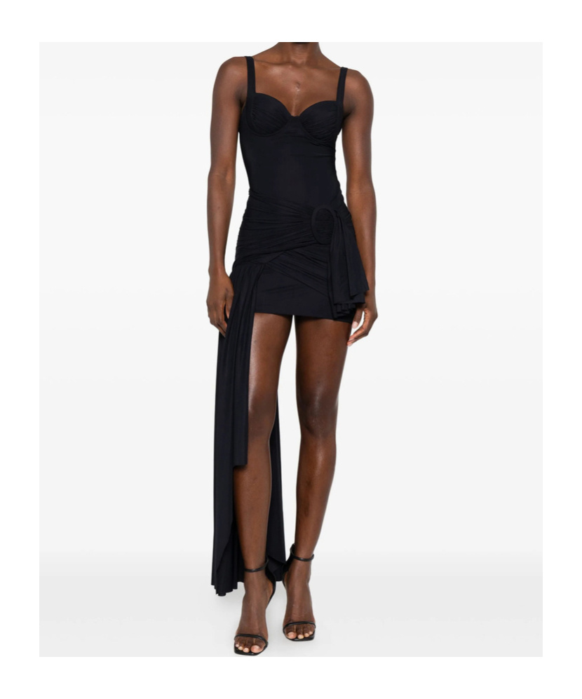 Balenciaga Black Draped Mini Dress In Jersey Women In Black
