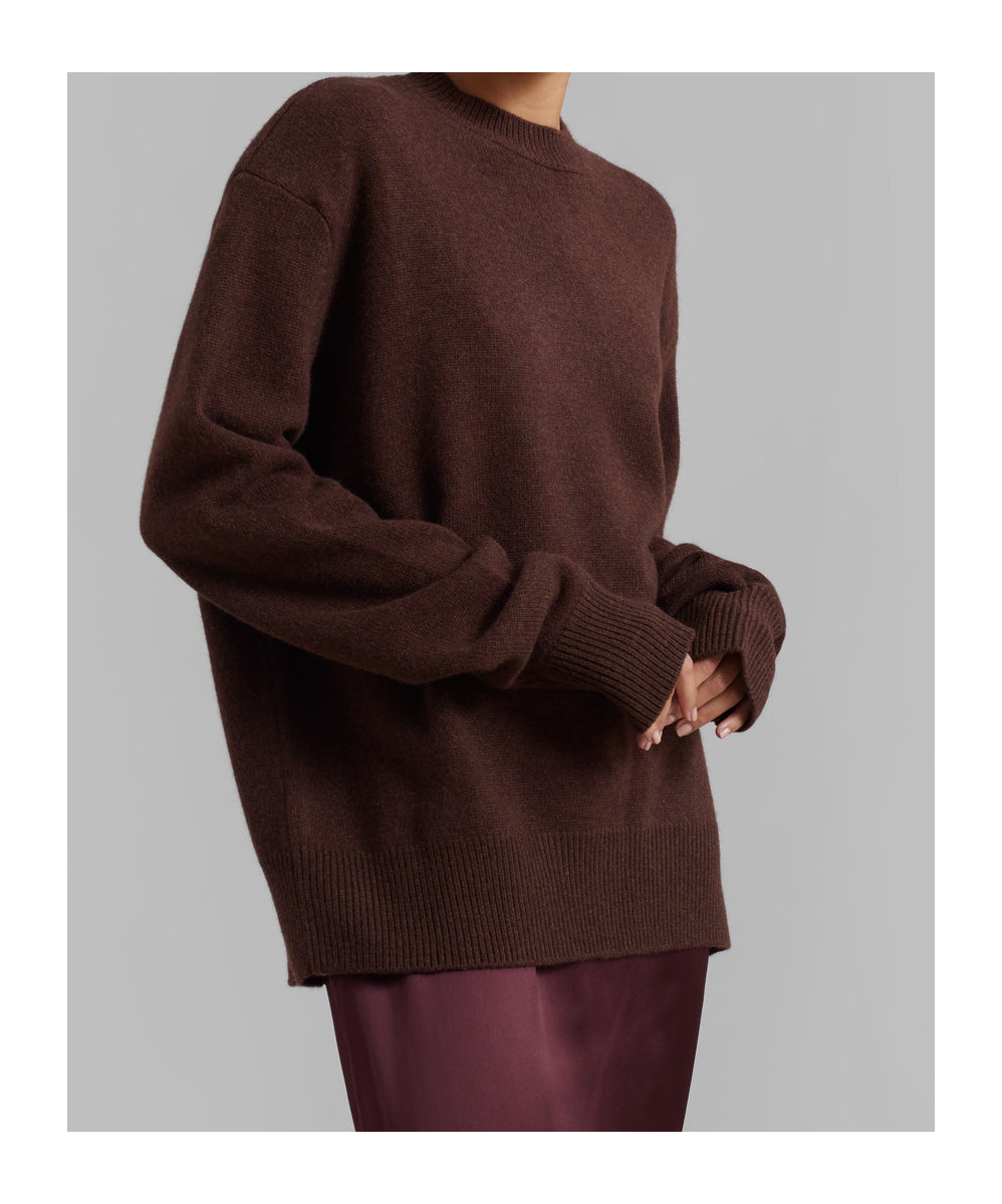 THE FRANKIE SHOP RAFAELA PADDED KNIT SWEATER - BROWN 