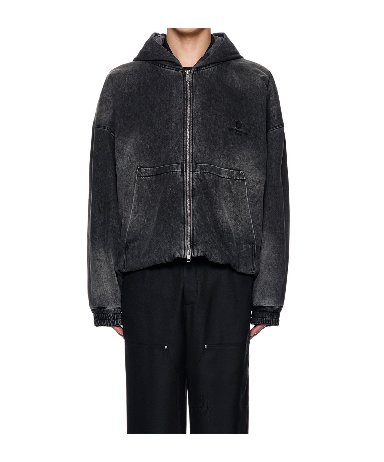 Wooyoungmi Zippered Denim Coat In Black