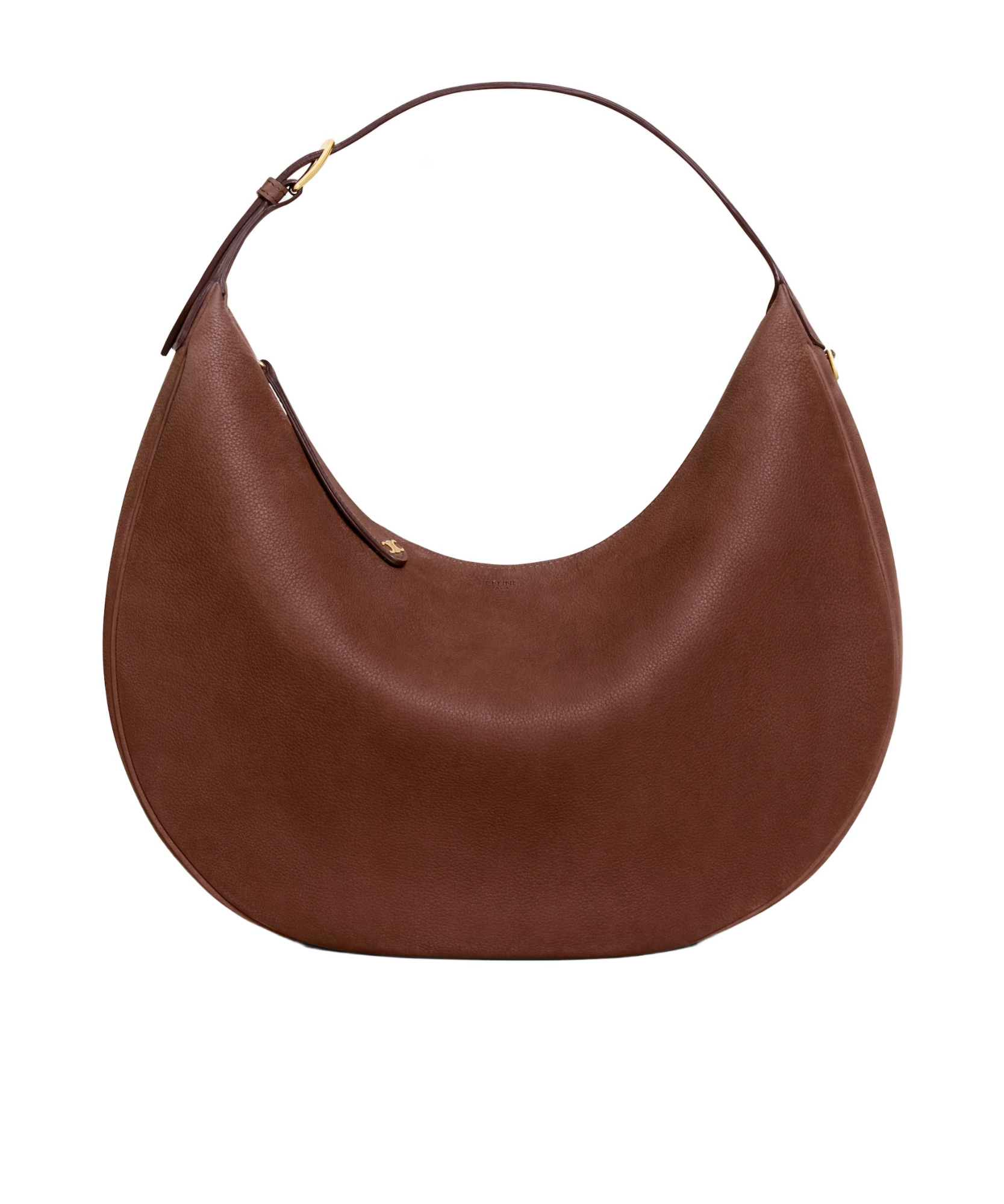 Celine Large  Lulu In Grained Nubuck Calfskin In Brown