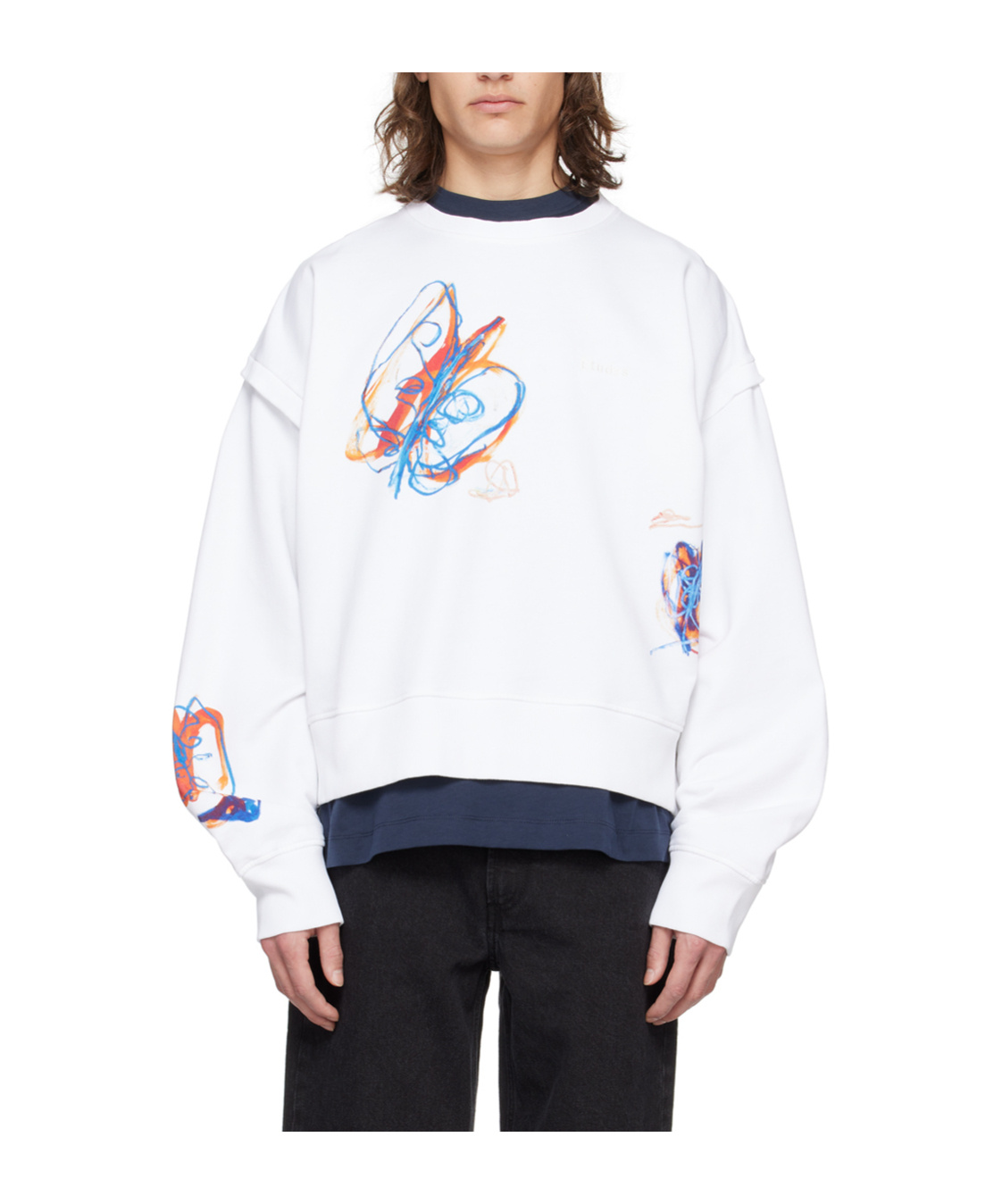 Etudes Studio Pattern Printed Long-sleeved Hoodie In White