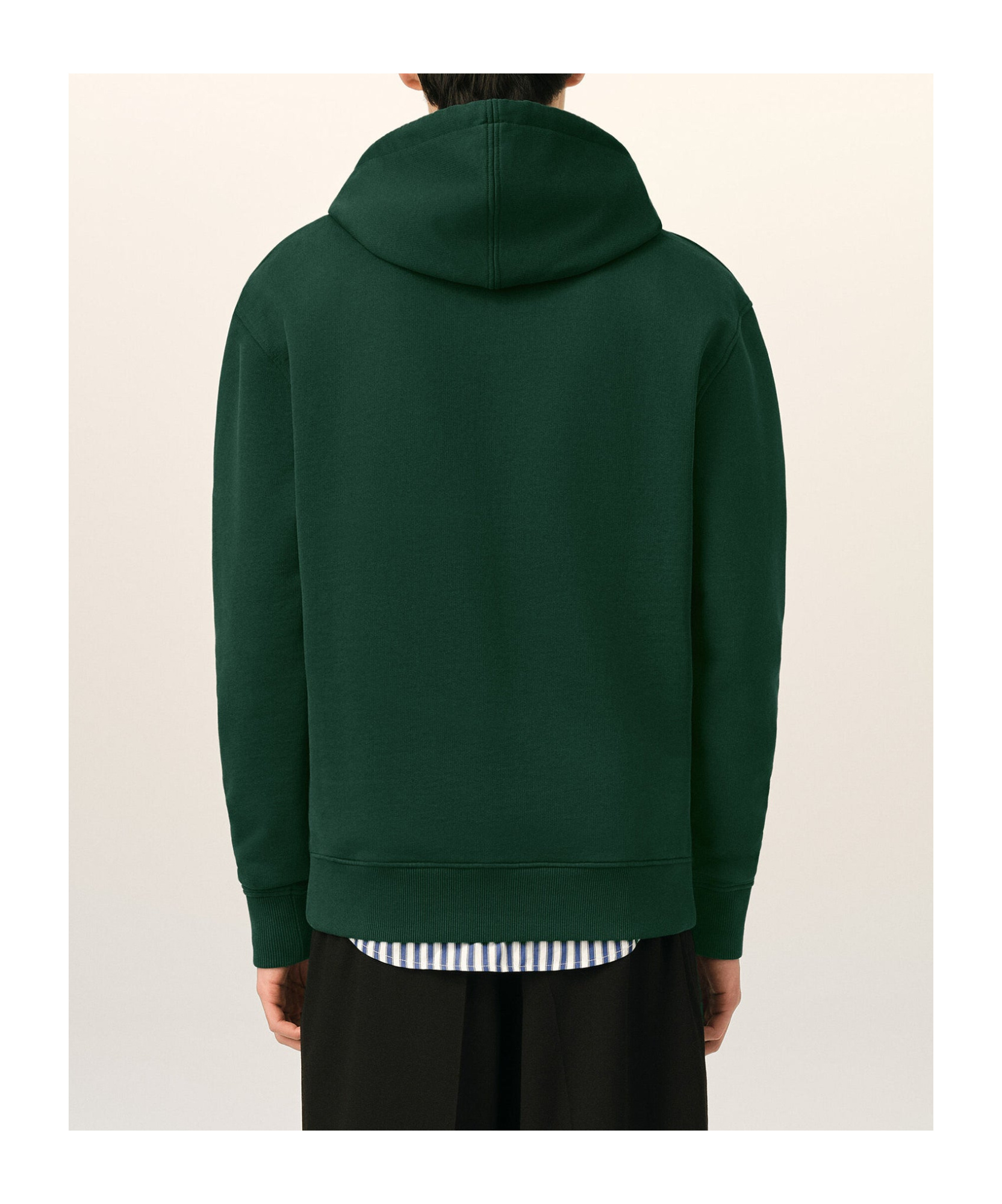 Ami Alexandre Mattiussi Deep Green Pullover Hoodie With Adjustable Drawstring In Green